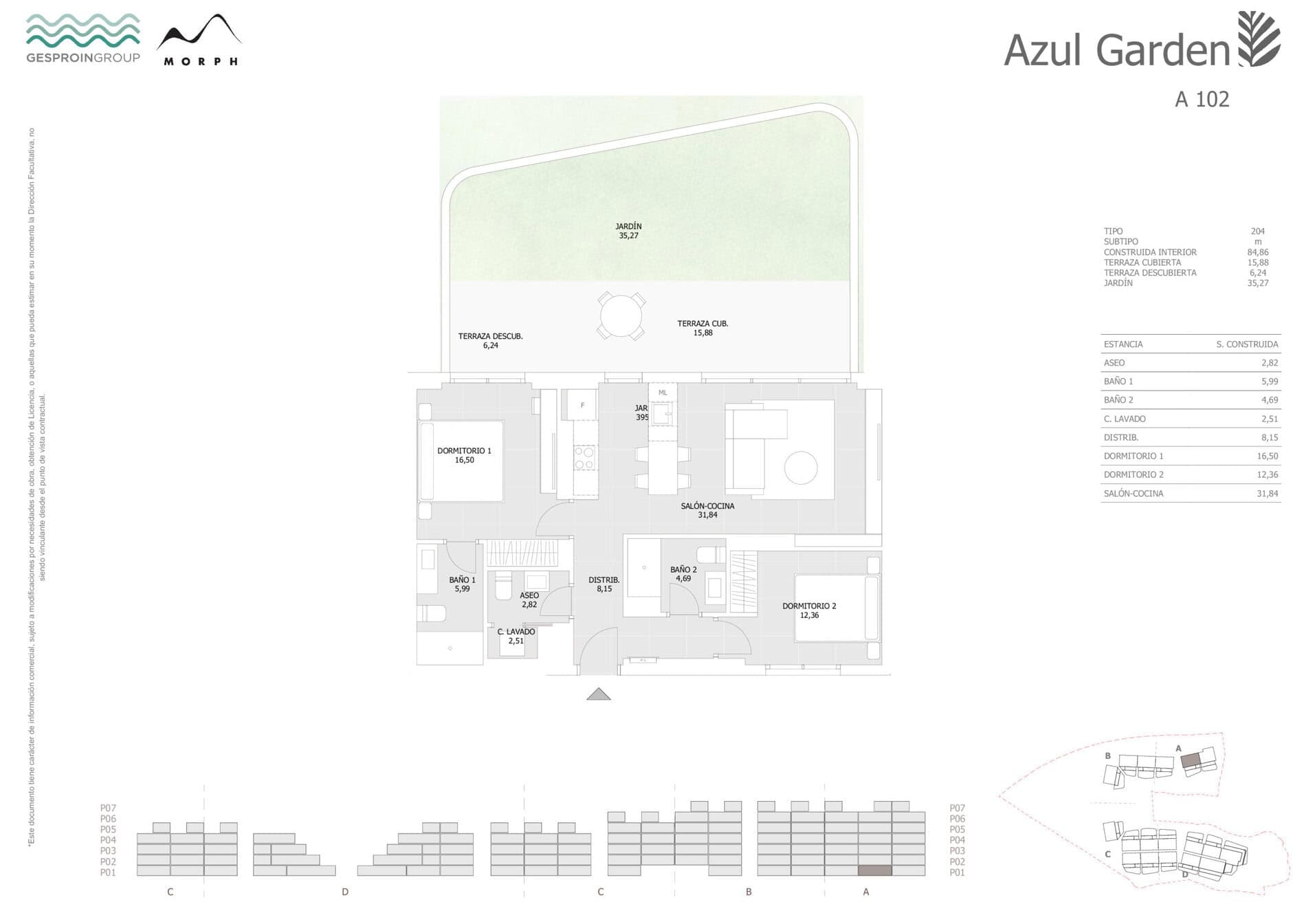 A102 Floor Plan at Azul Garden Condos - 913 sq.ft