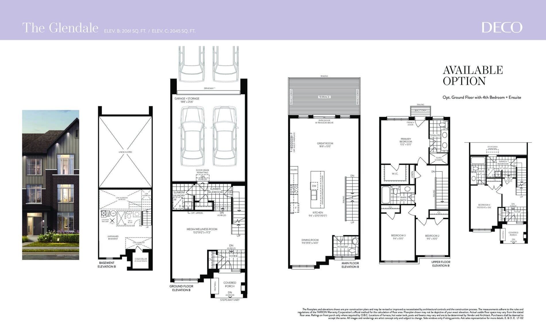 The Glendale Floor Plan at Greenwood Seaton by DECO Homes - 2061 sq.ft
