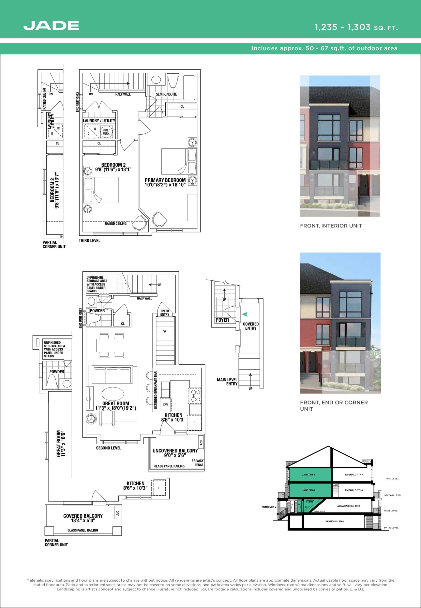 Jade Floor Plan at Urban Towndominiums Phase 3 - 1235 sq.ft