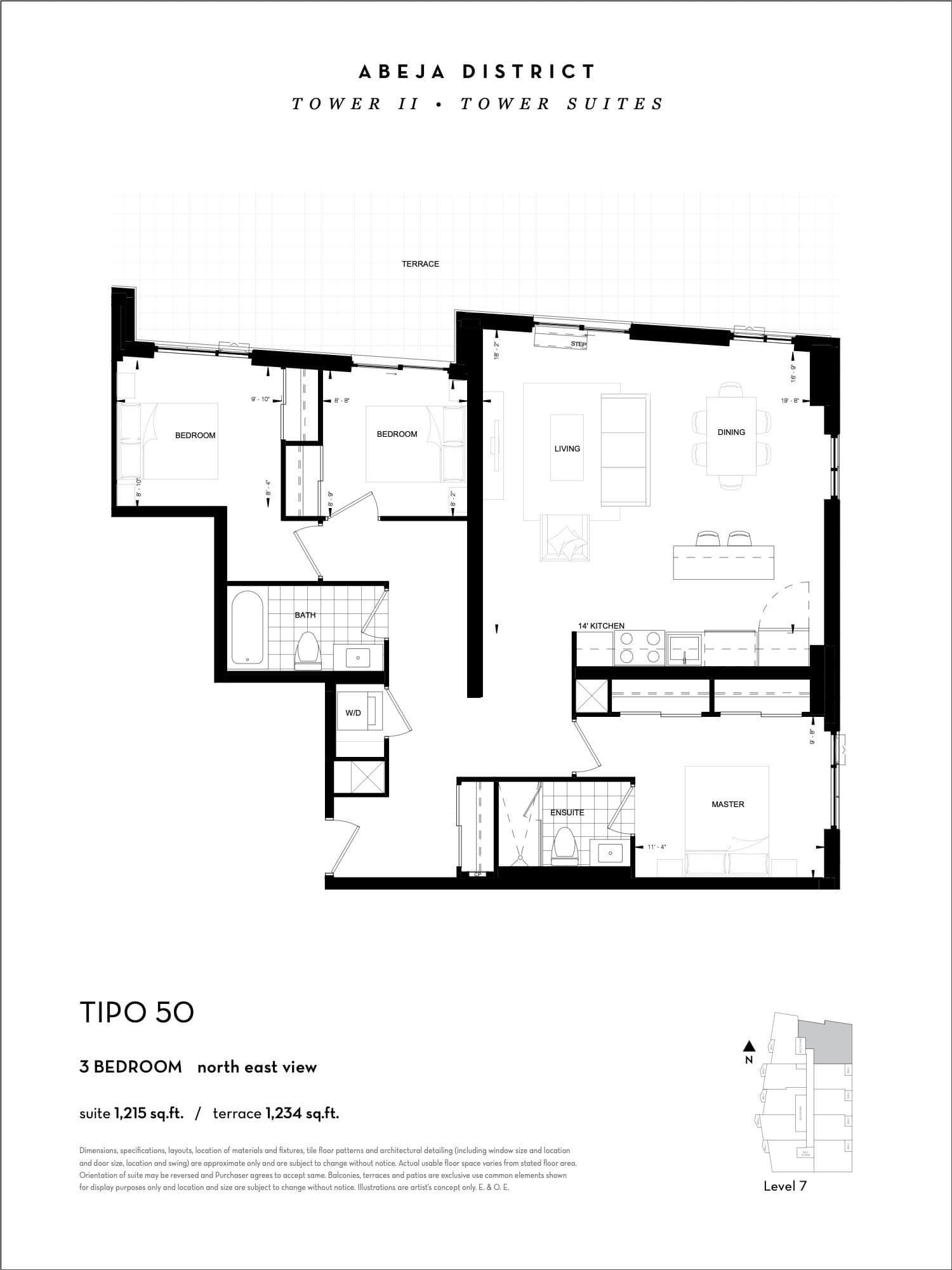 Tipo 50 Floor Plan at Abeja District Condos Tower 2 - 1215 sq.ft