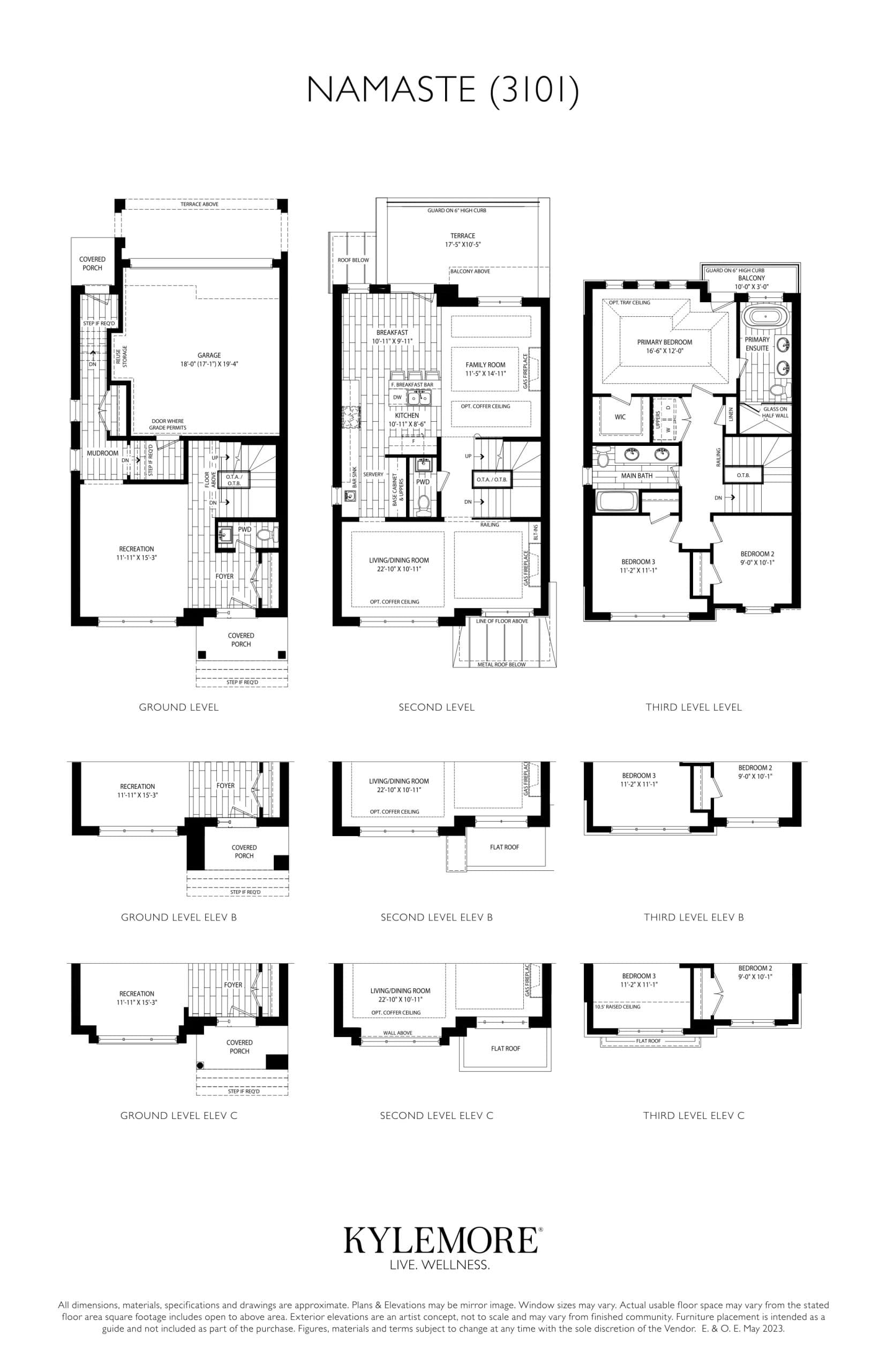 Namaste (3101) Elev. A - C Floor Plan at Angus Glen South Village 1B - 2530 sq.ft