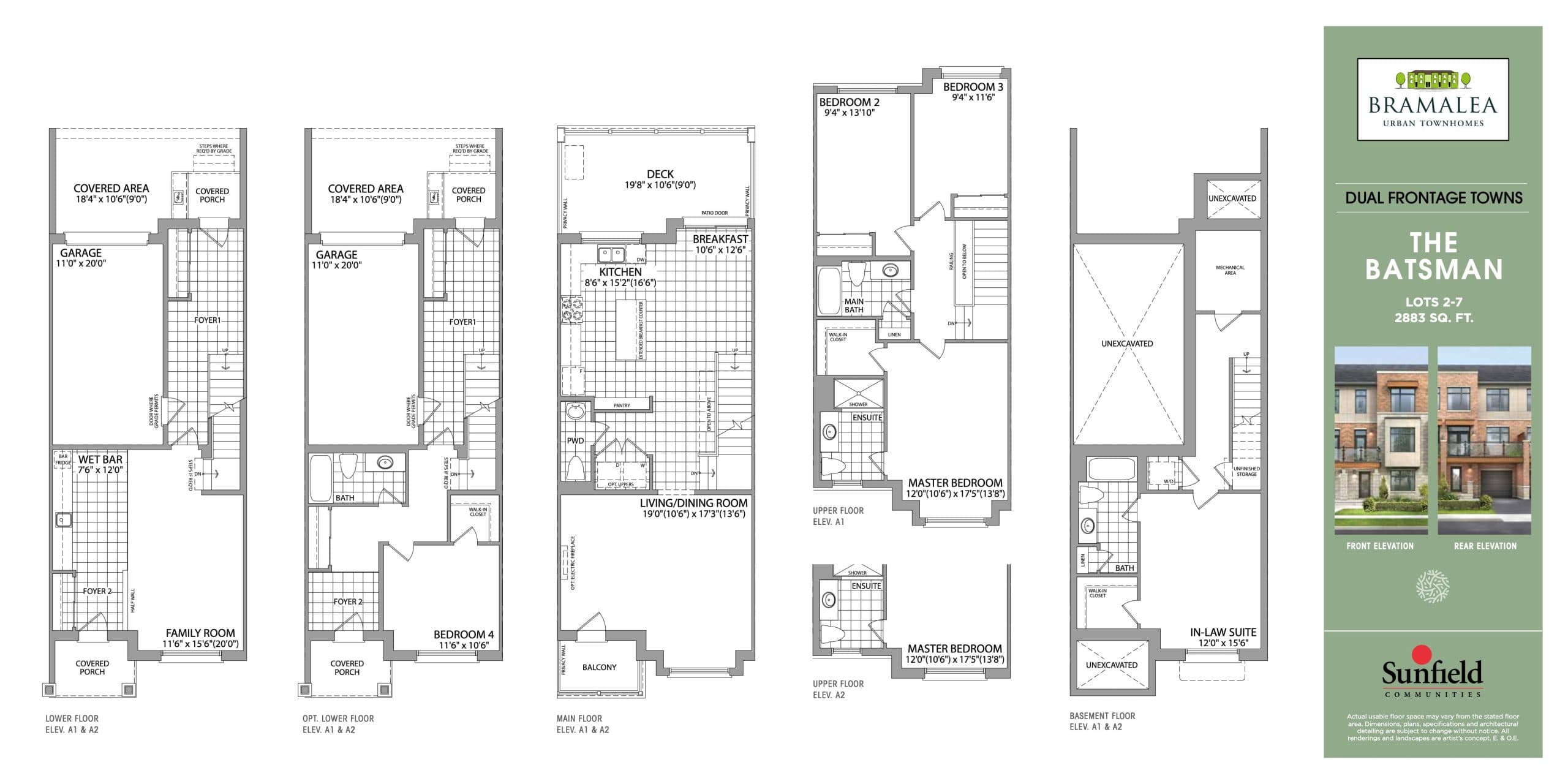The Batsman Floor Plan at Bramalea Urban Towns - 2883 sq.ft