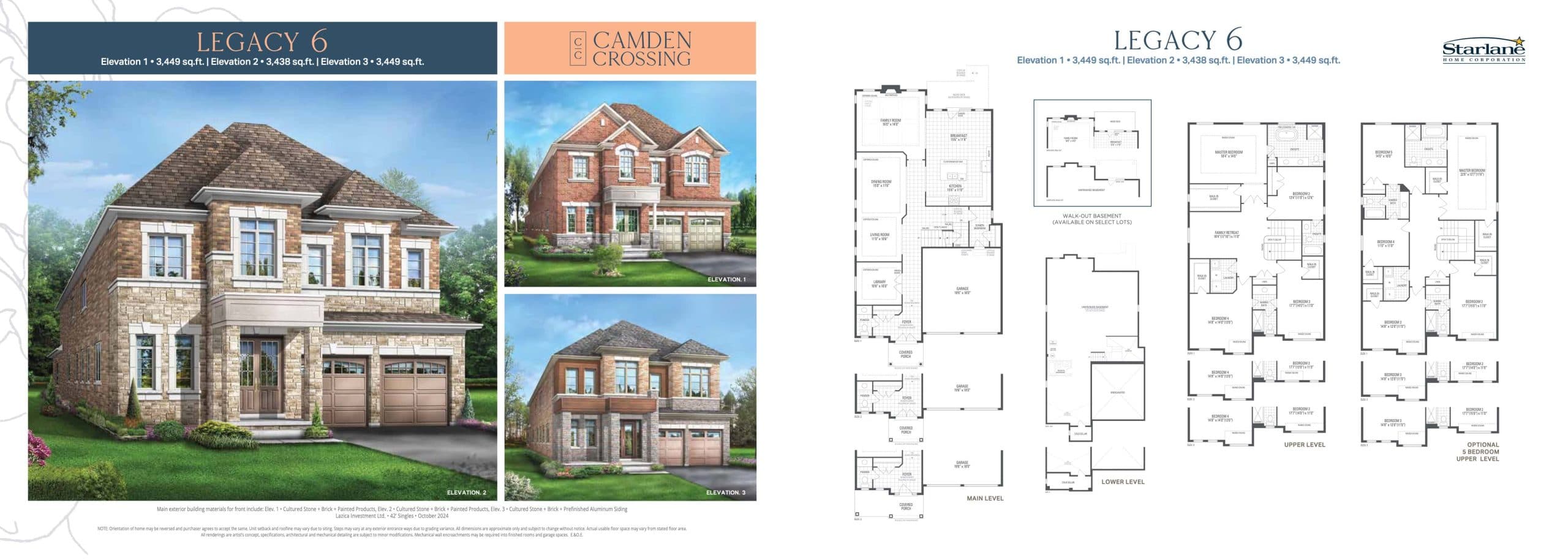 Legacy 6 Floor Plan at Camden Crossing Phase 2 by Starlane Home Corporation - 3444 sq.ft