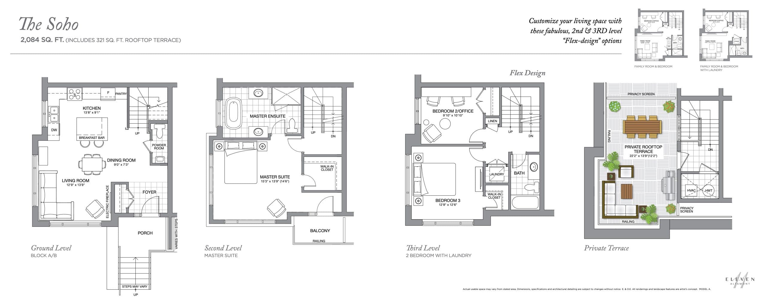 The Soho Floor Plan at Eleven Altamont Towns - 2084 sq.ft