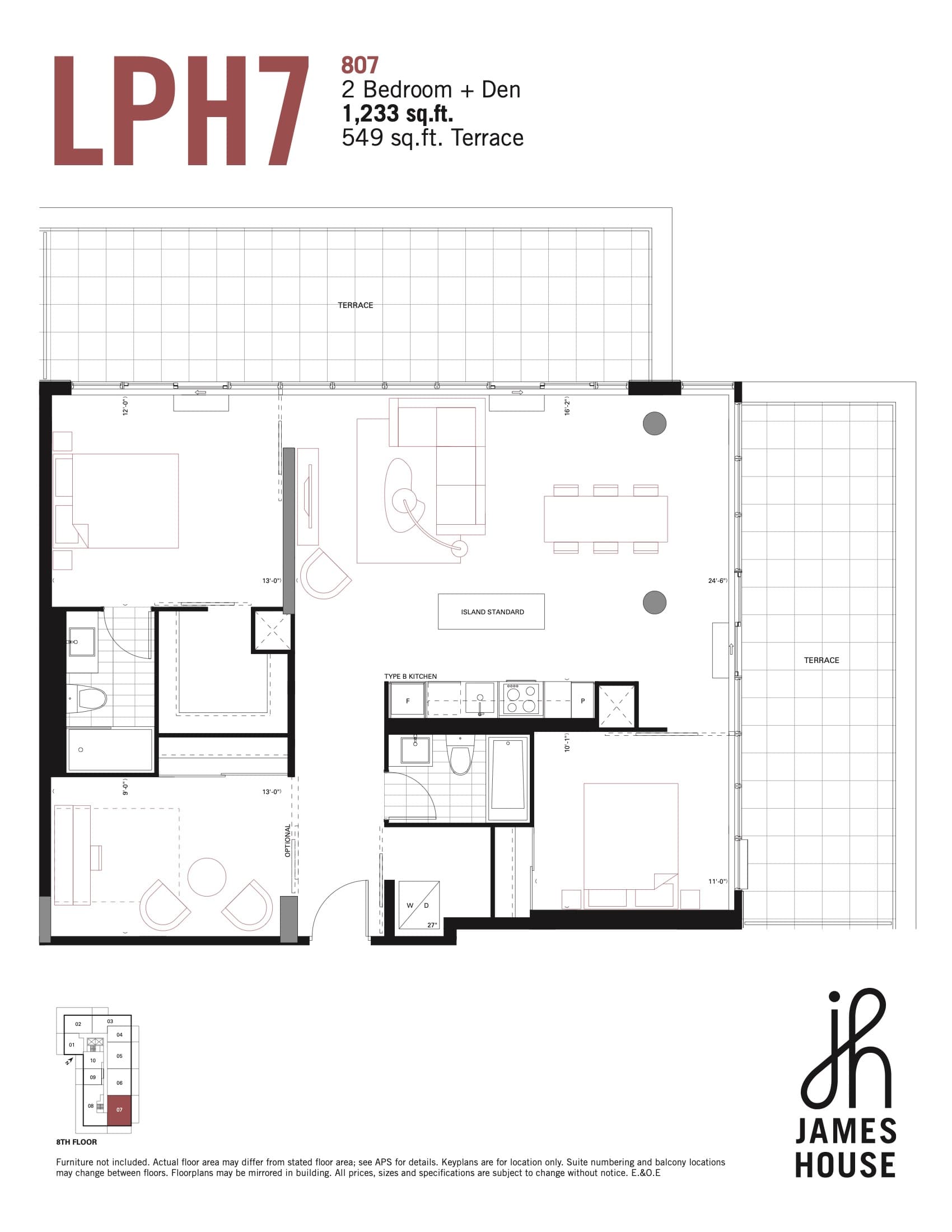 LPH7 Floor Plan at James House Condos - 1233 sq.ft