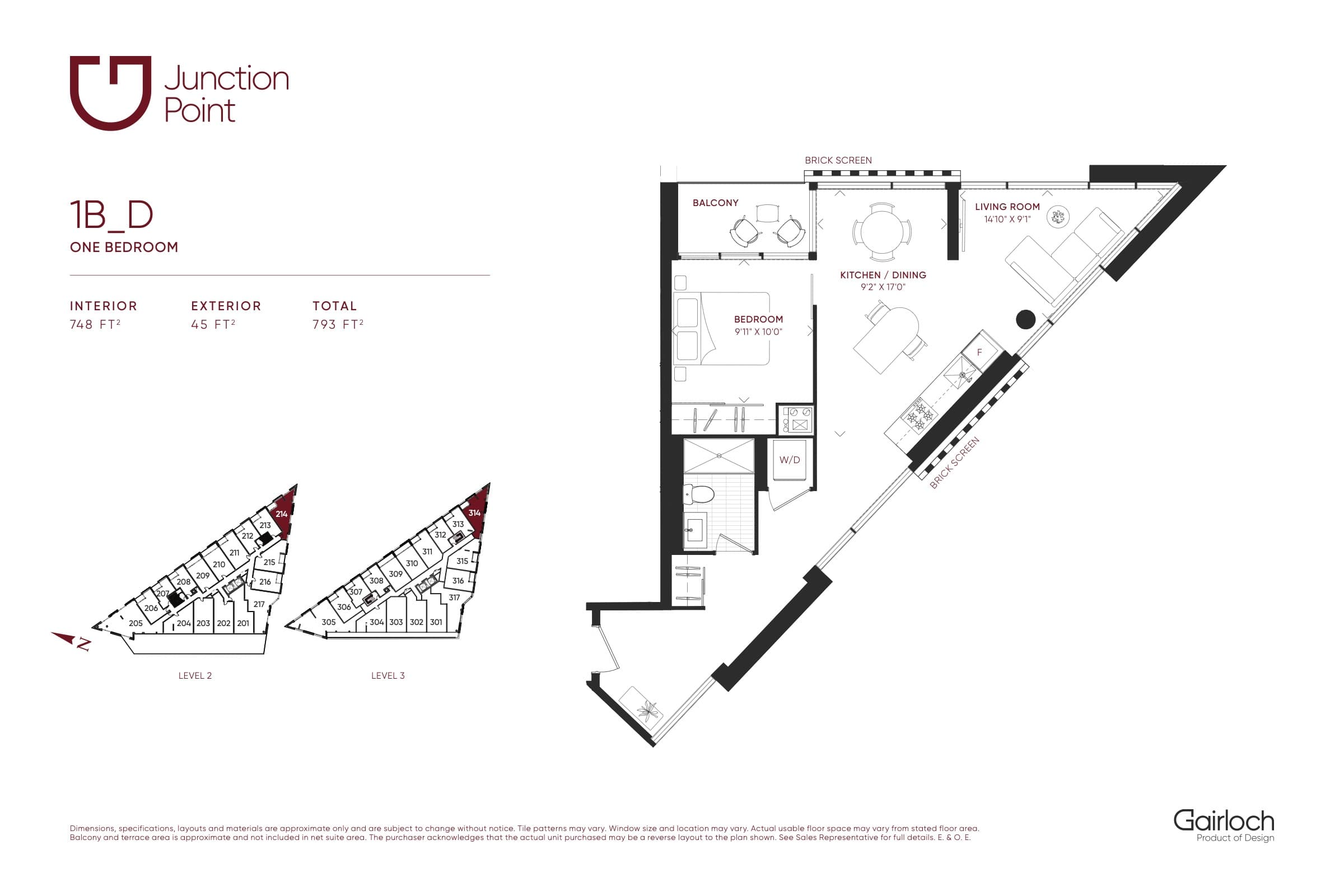 1B_D Floor Plan at Junction Point Condos - 748 sq.ft