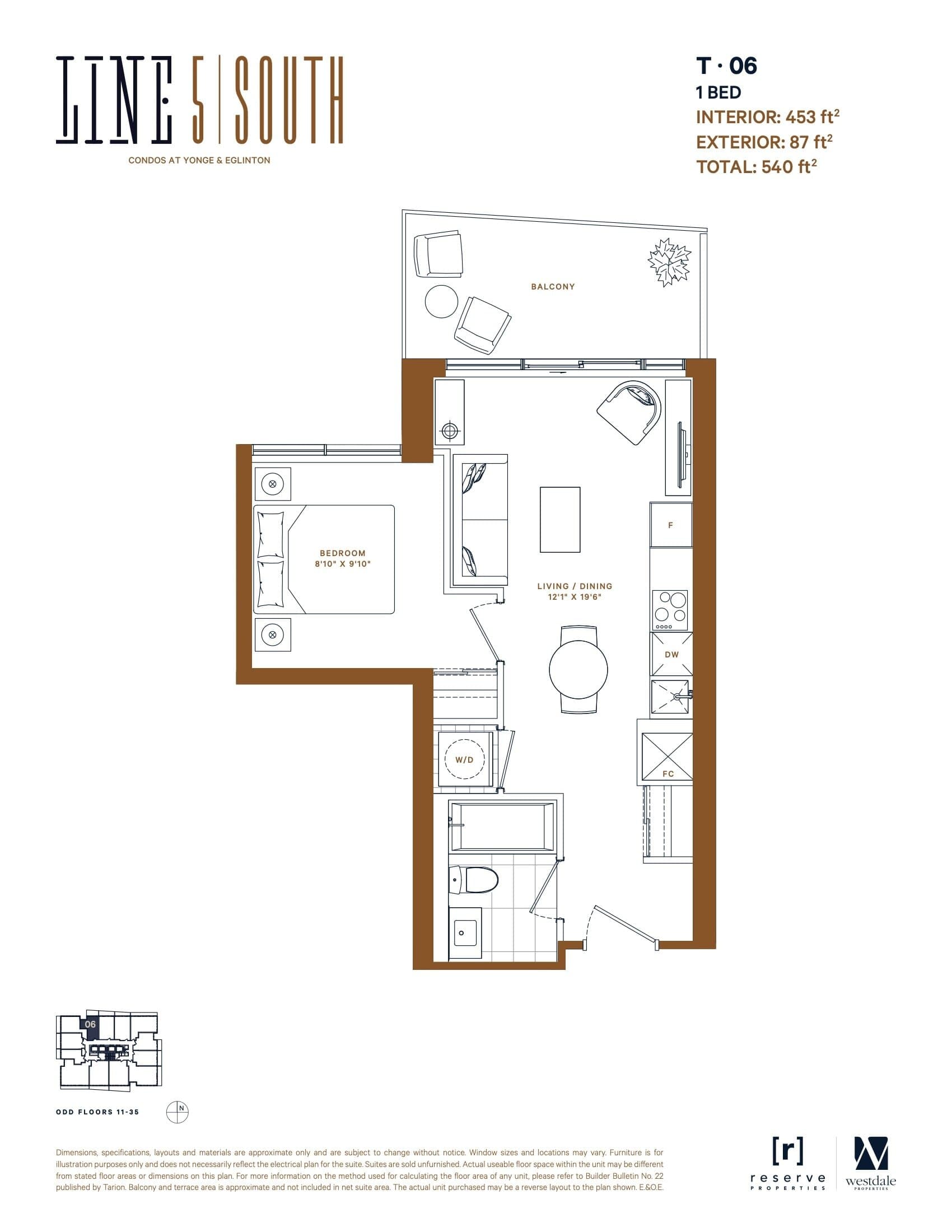 T-06 Floor Plan at Line 5 South Tower Condos - 453 sq.ft