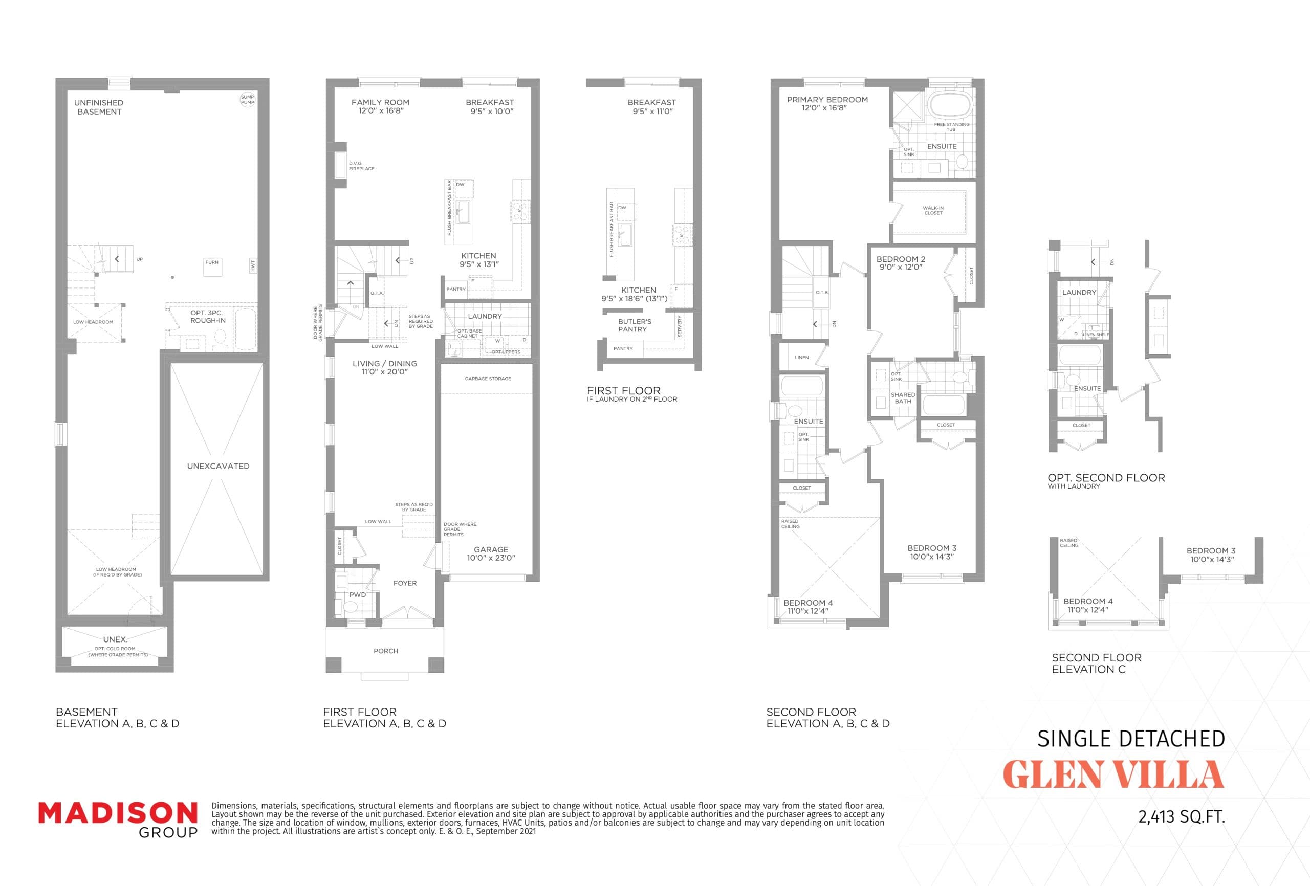 Glen Villa Floor Plan at MILA by Madison Towns - 2413 sq.ft