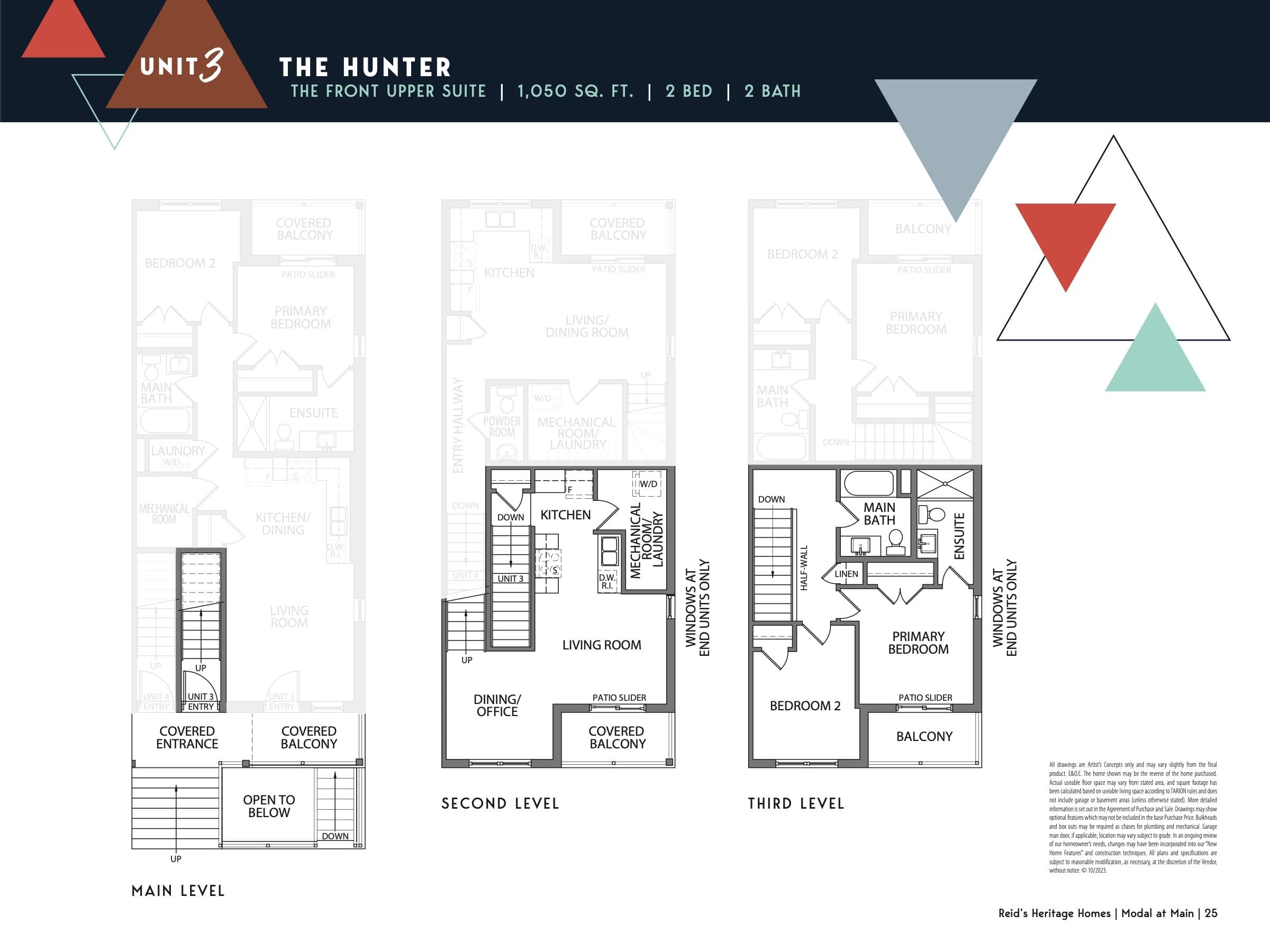 The Hunter Floor Plan at Modal At Main Towns - 1050 sq.ft