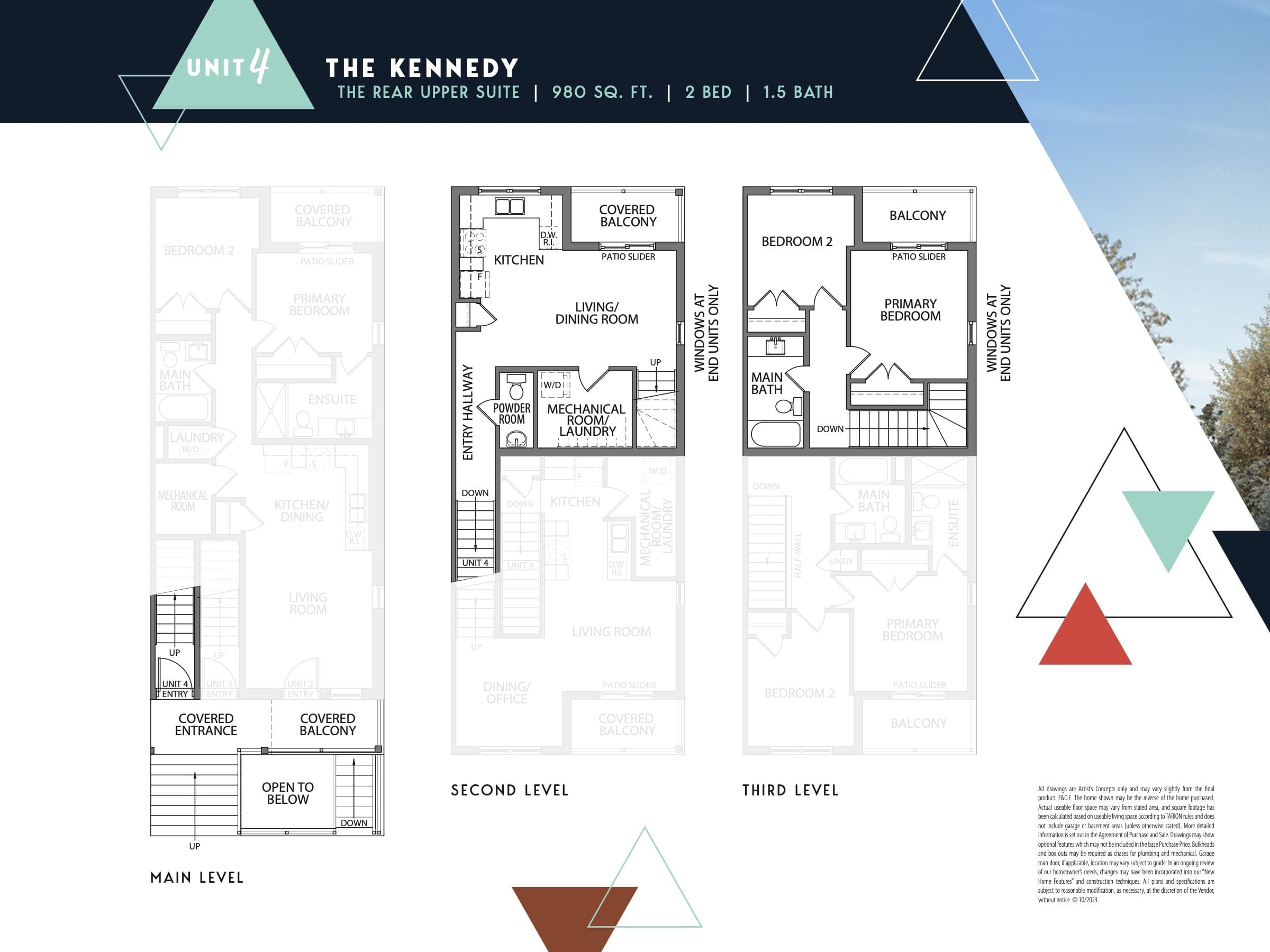 The Kennedy Floor Plan at Modal At Main Towns - 980 sq.ft