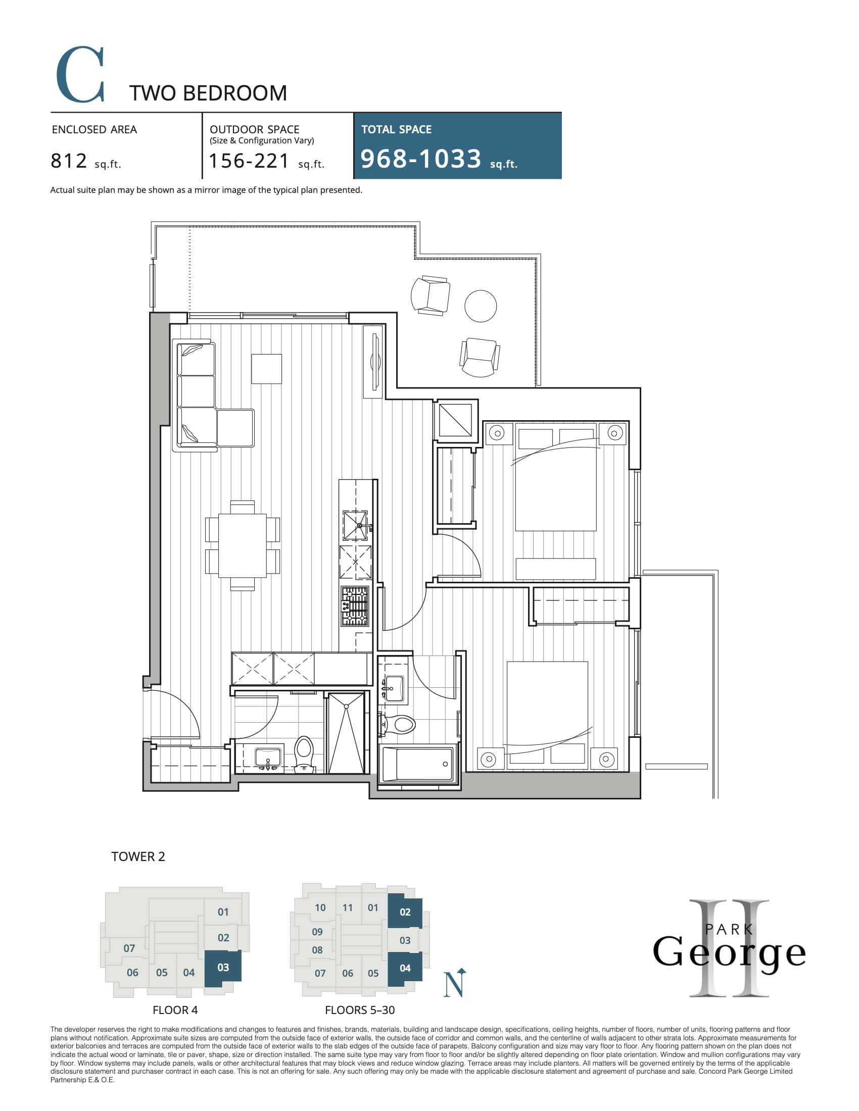 C Floor Plan at Park George Phase 2 Condos - 812 sq.ft