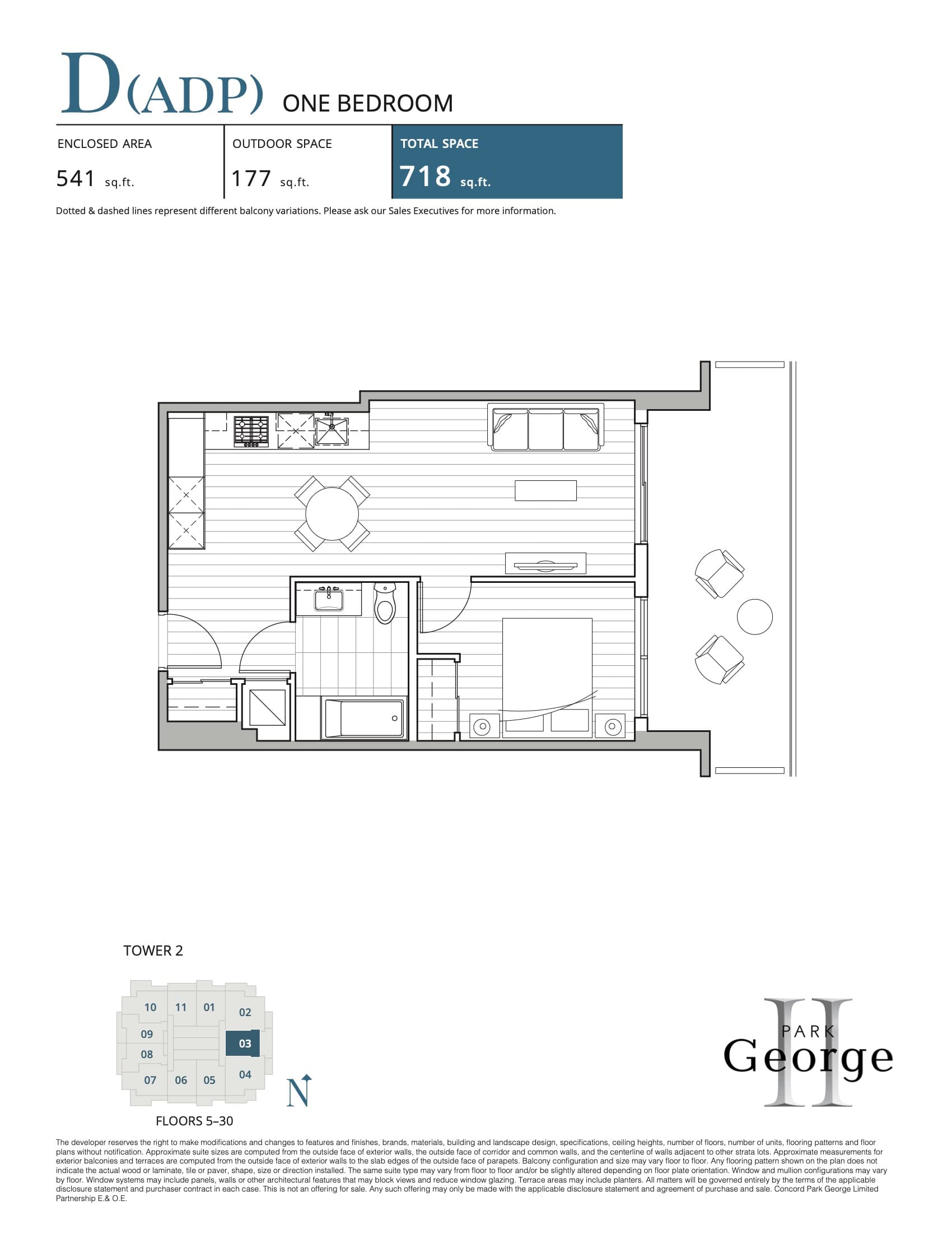 D Floor Plan at Park George Phase 2 Condos - 541 sq.ft