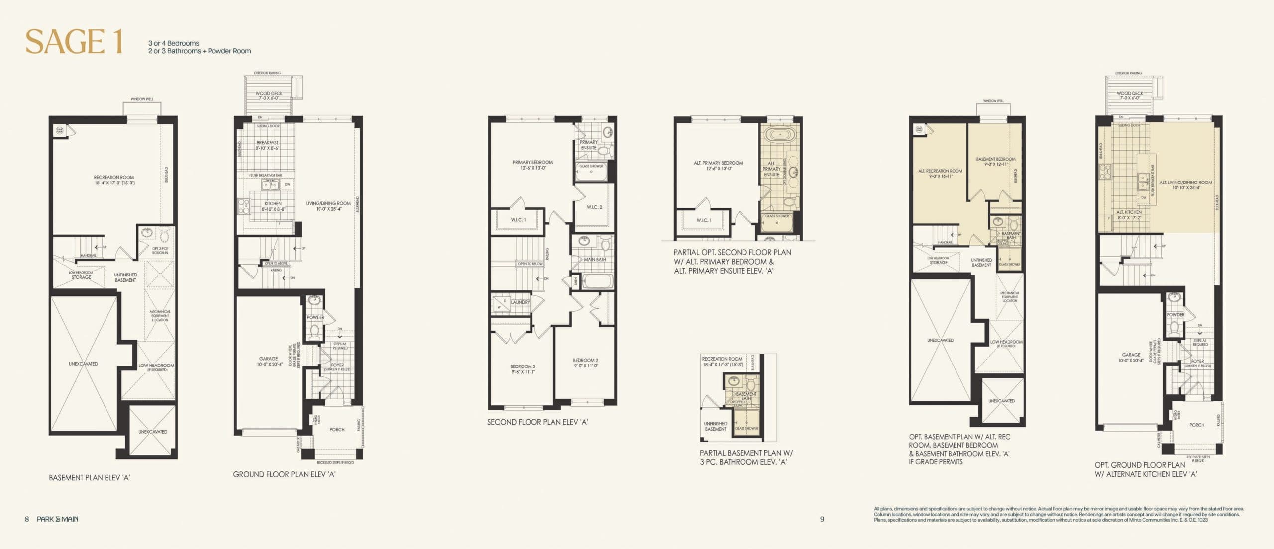 Sage 1 Floor Plan at Park & Main Towns - 1941 sq.ft
