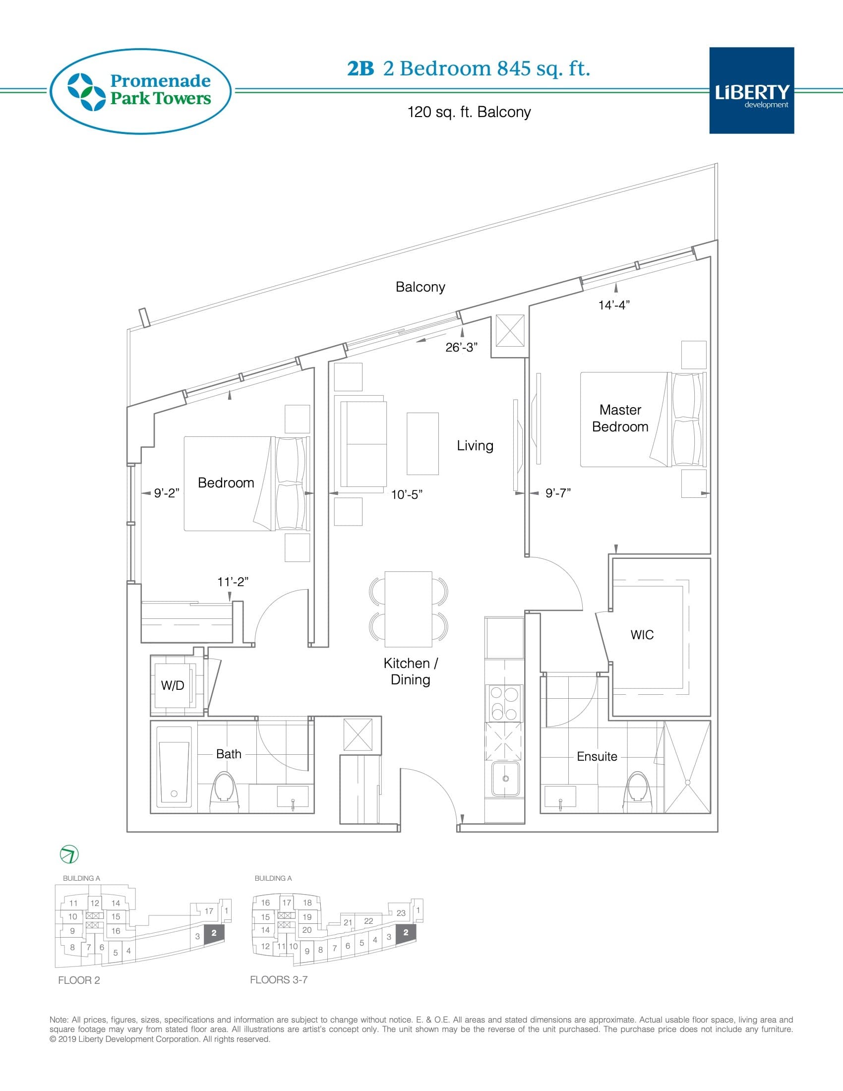 2B Floor Plan at Promenade Park Towers Condos - 845 sq.ft