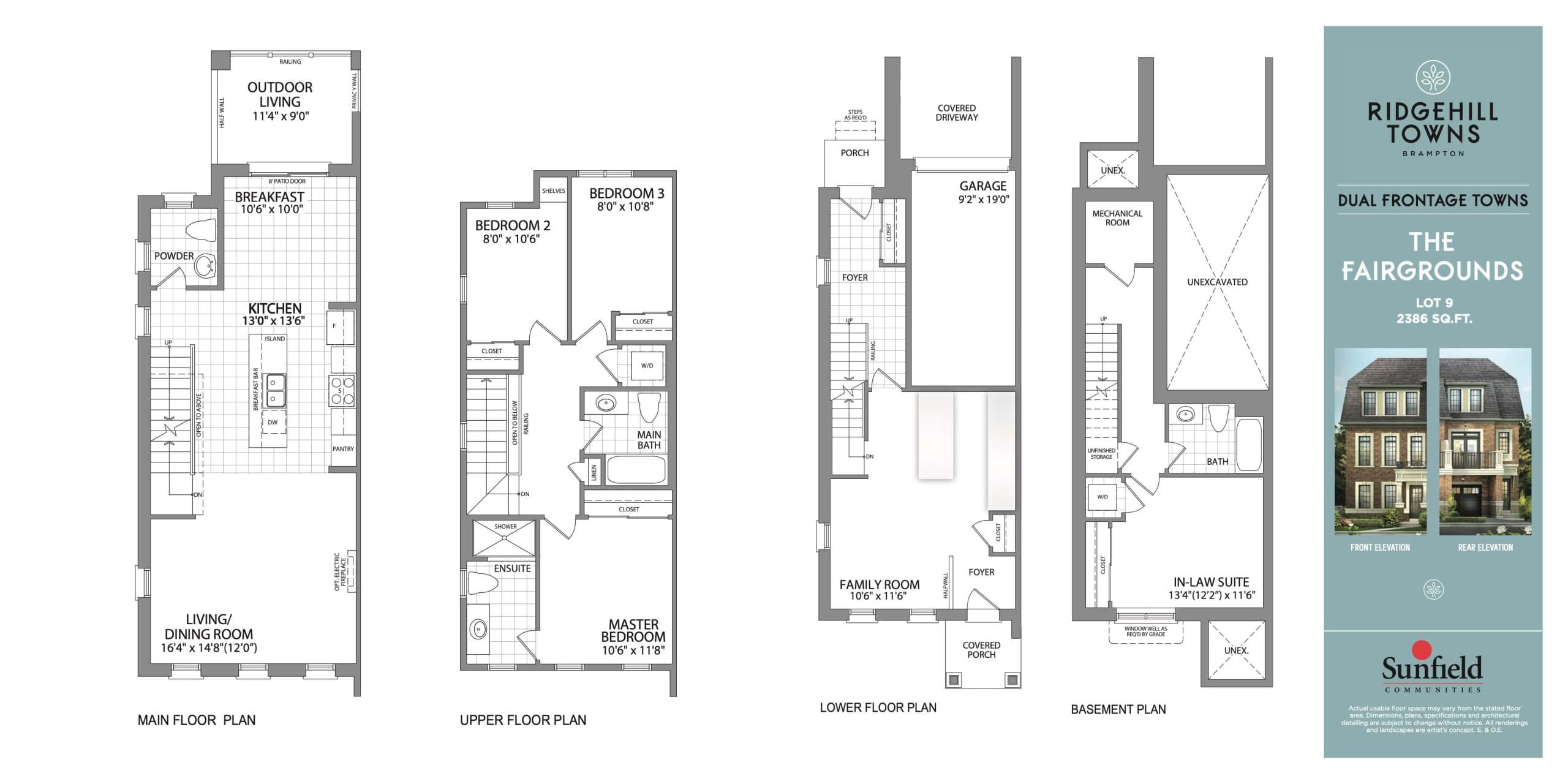 The Fairgrounds Floor Plan at Ridgehill Towns - 2386 sq.ft