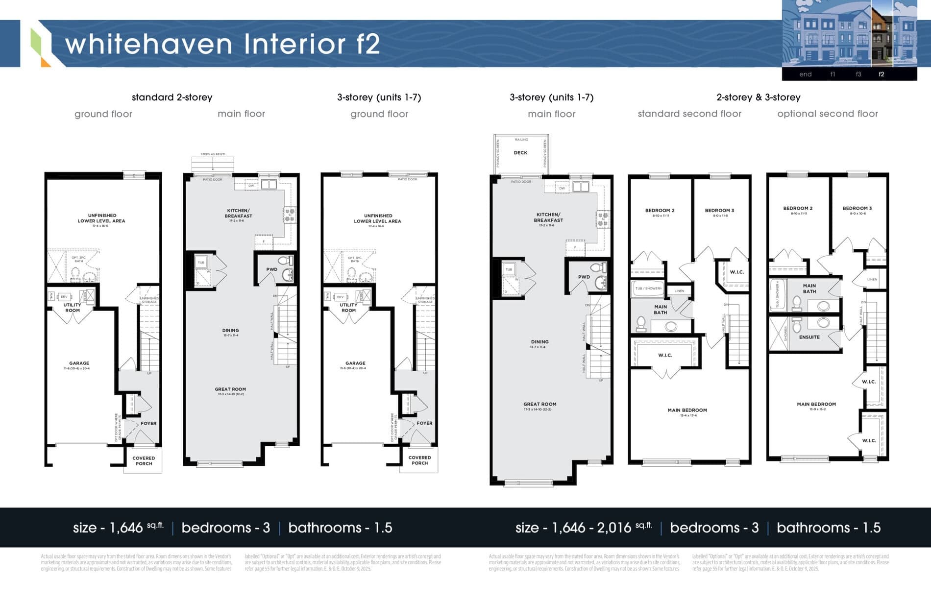 Whitehaven Interior F2 Floor Plan at Riverbend Towns - 1646 sq.ft