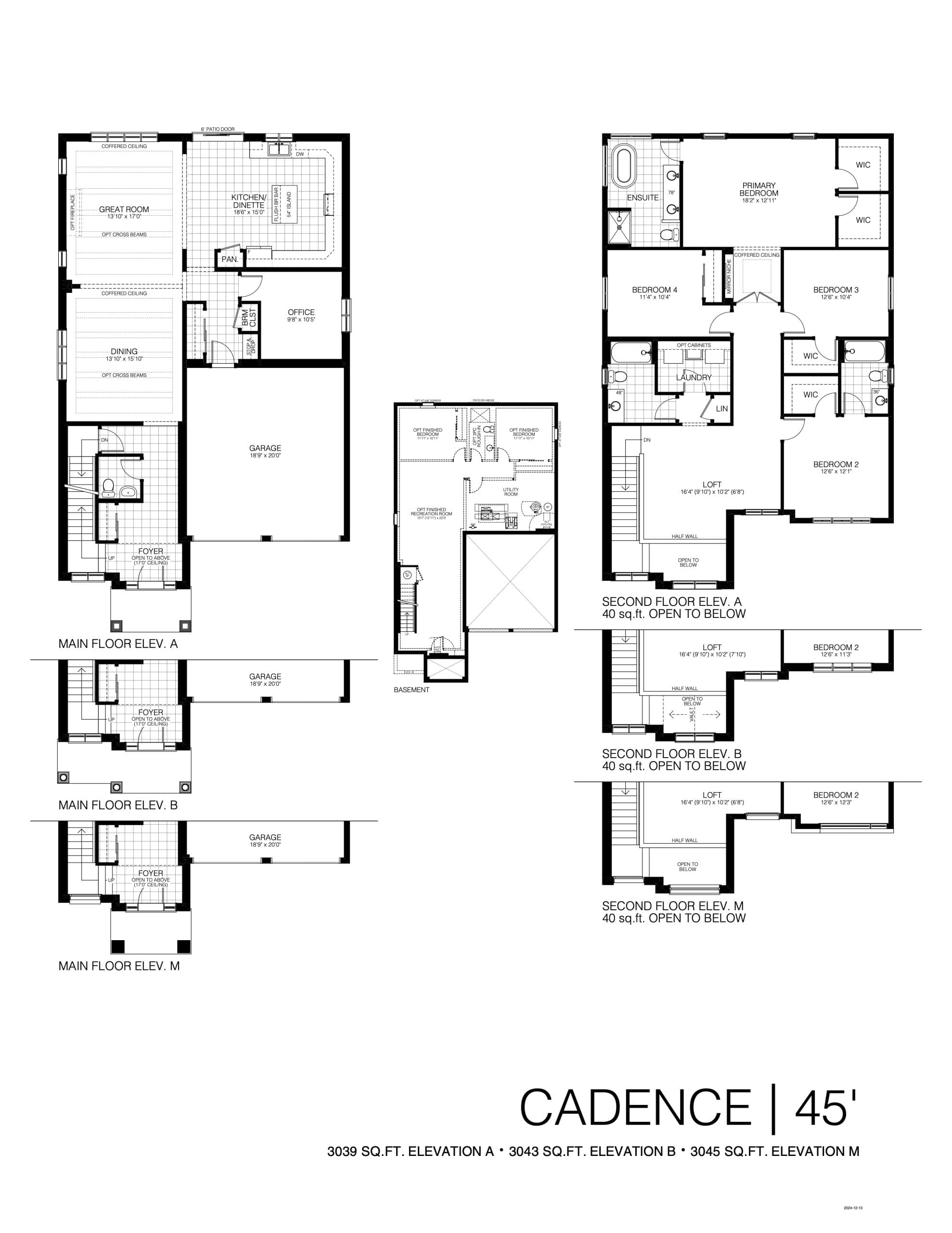 Cadence 45' Floor Plan at Summersides Village - 3039 sq.ft