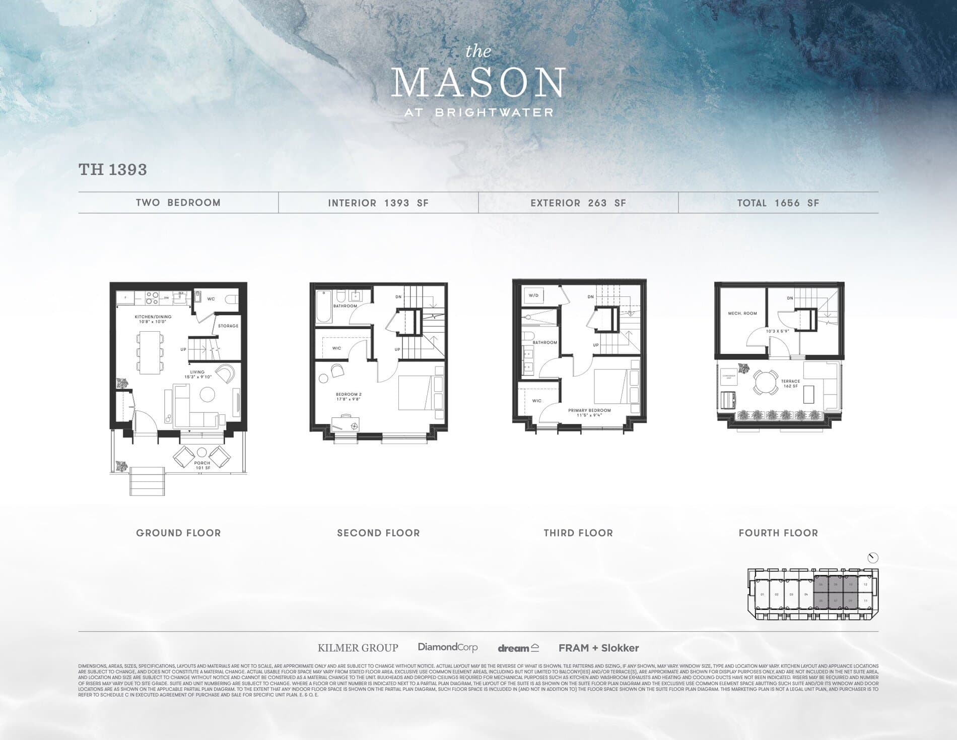 TH 1393 Floor Plan at The Mason Towns at Brightwater - 1393 sq.ft