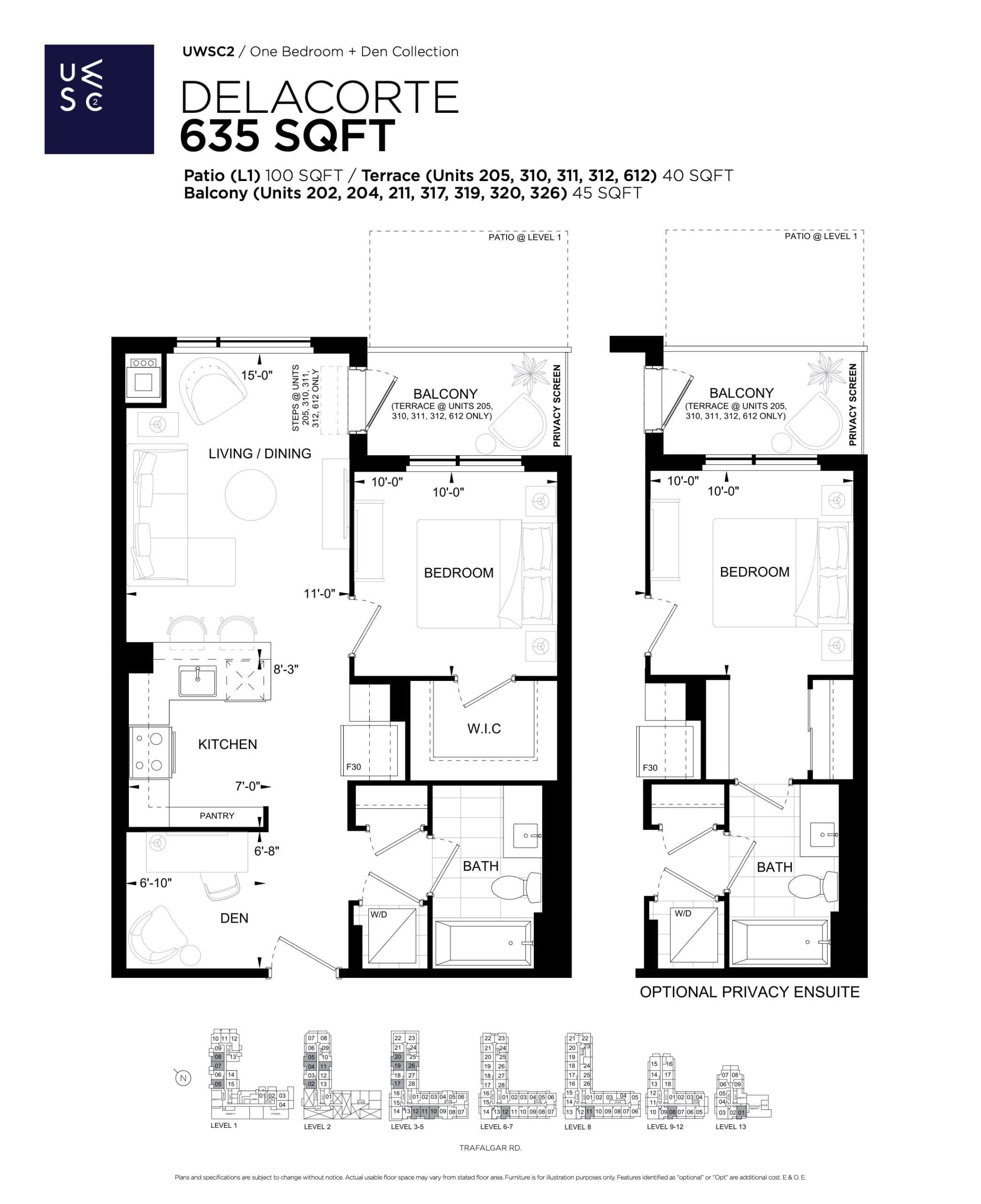 Delacorte Floor Plan at Upper West Side Condos 2 - 635 sq.ft