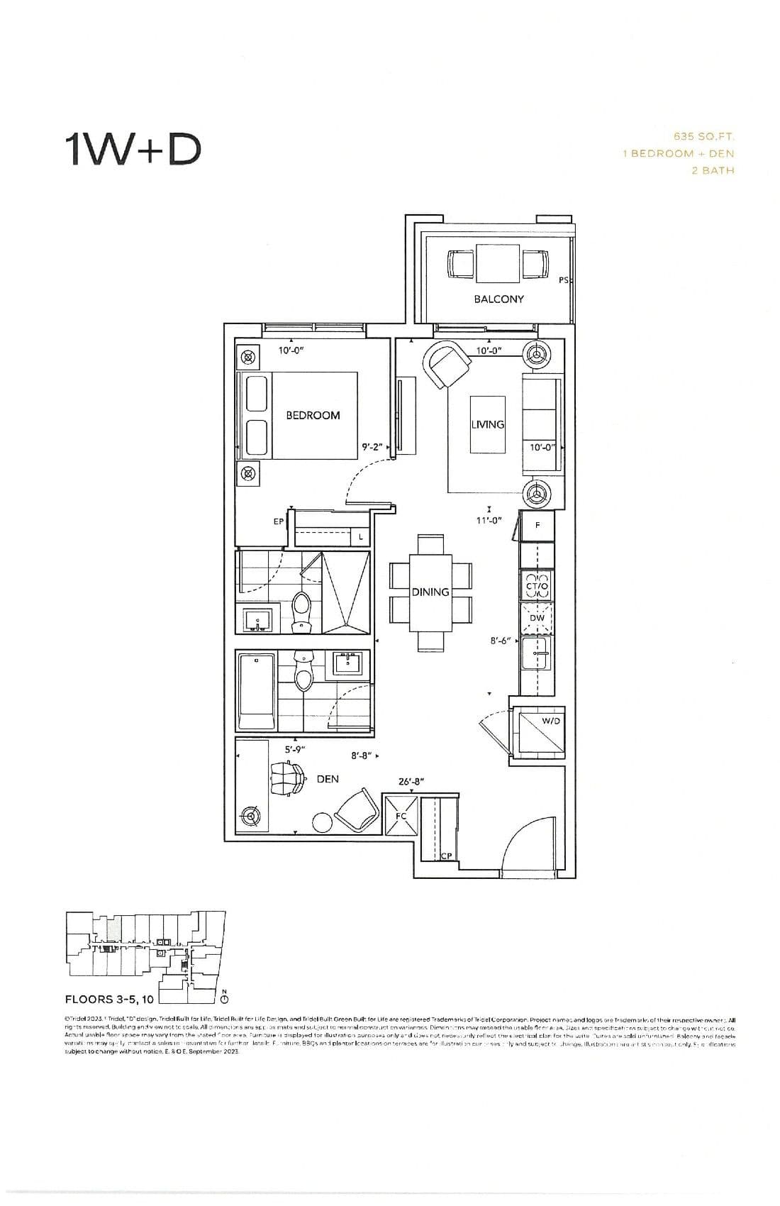 1W+D Floor Plan at 6080 Yonge Condos - 635 sq.ft