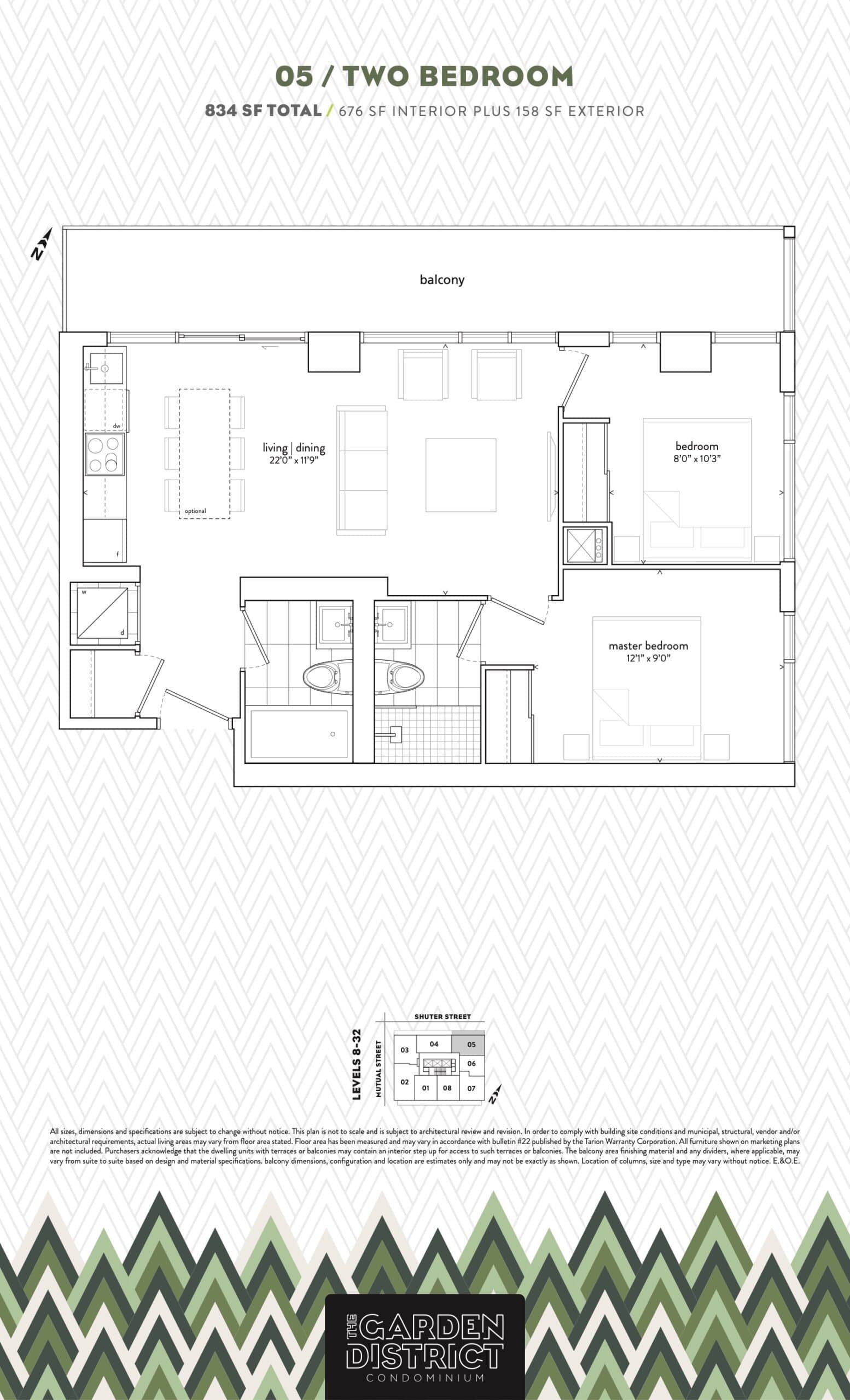 05 Floor Plan at Garden District Condos - 676 sq.ft