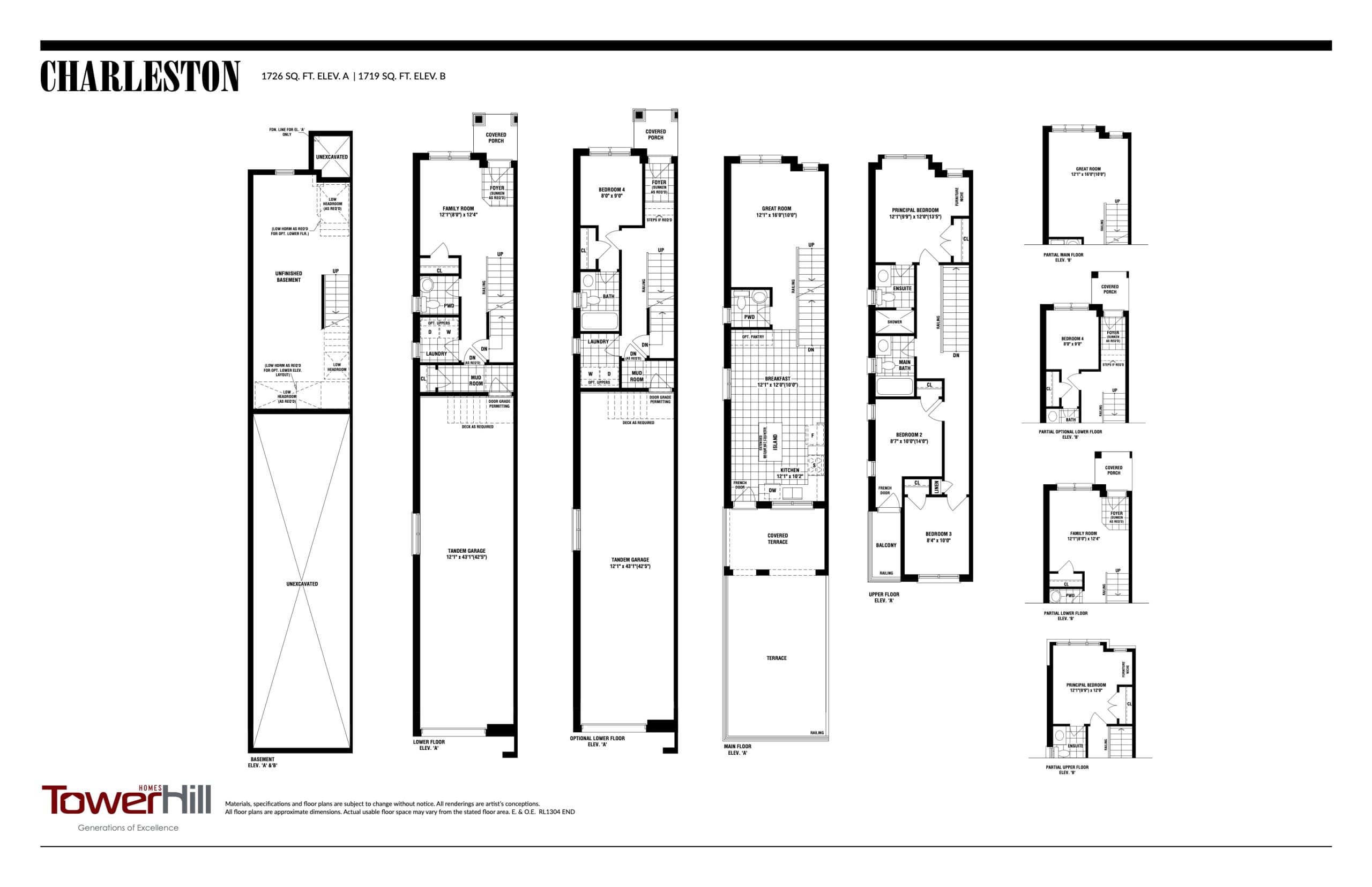 Charleston Floor Plan at New Seaton - Townhomes by Tower Hill - 1726 sq.ft