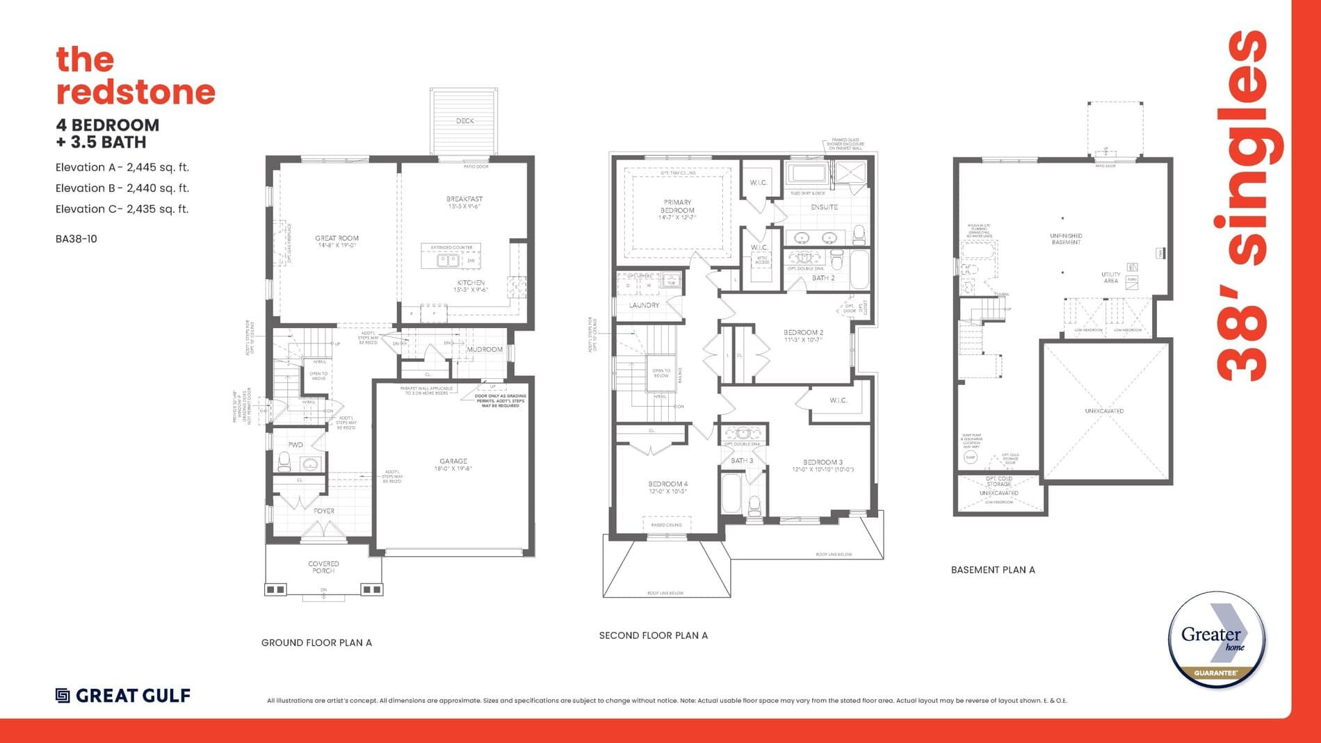 Redstone Floor Plan at Terra Barrie - 2445 sq.ft