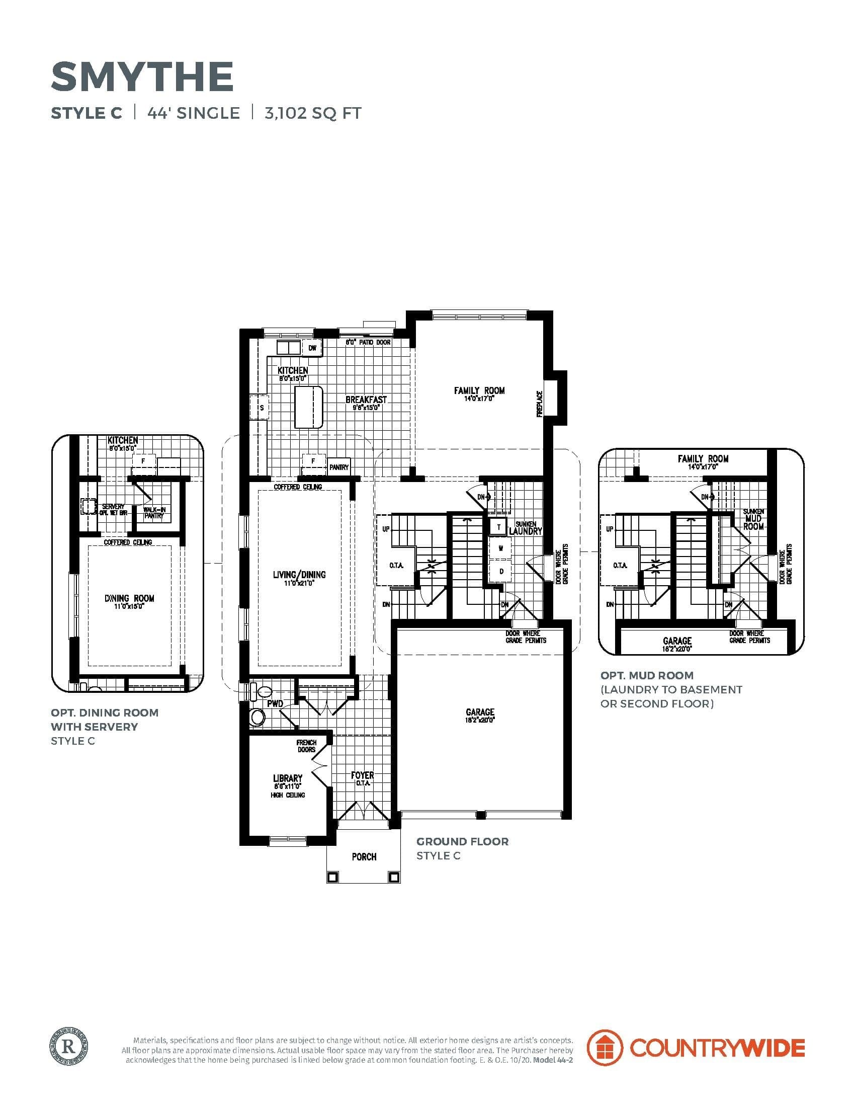 Smythe - Style C Floor Plan at Castles of Caledon by CountryWide Homes - 3102 sq.ft