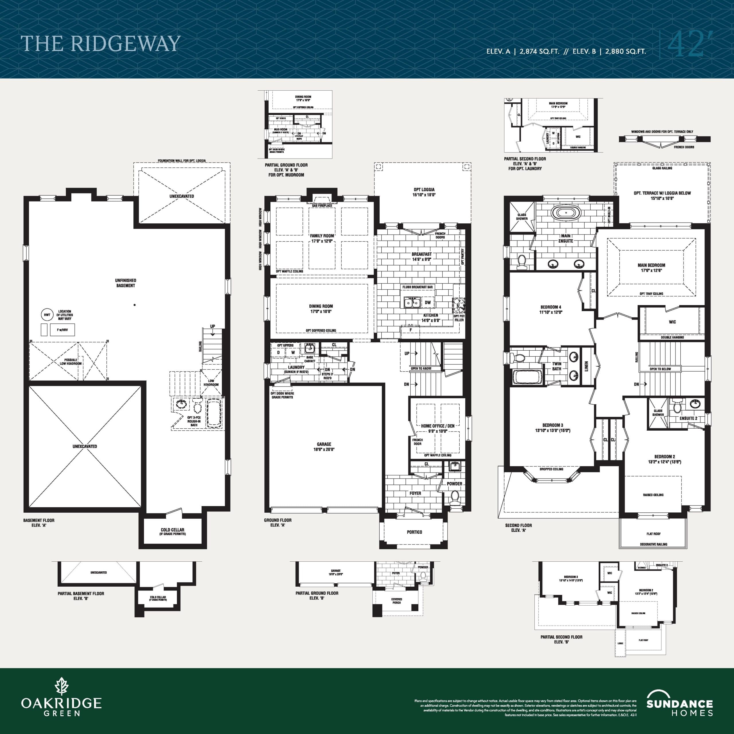 The Ridgeway Floor Plan at Oakridge Green Homes - 2880 sq.ft