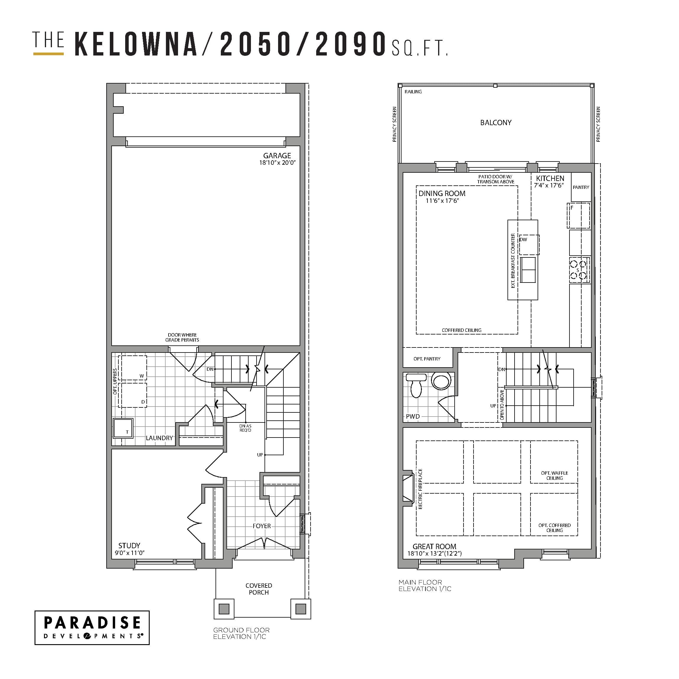 The Kelowna Floor Plan at Seatonville by Paradise Developments - 2090 sq.ft