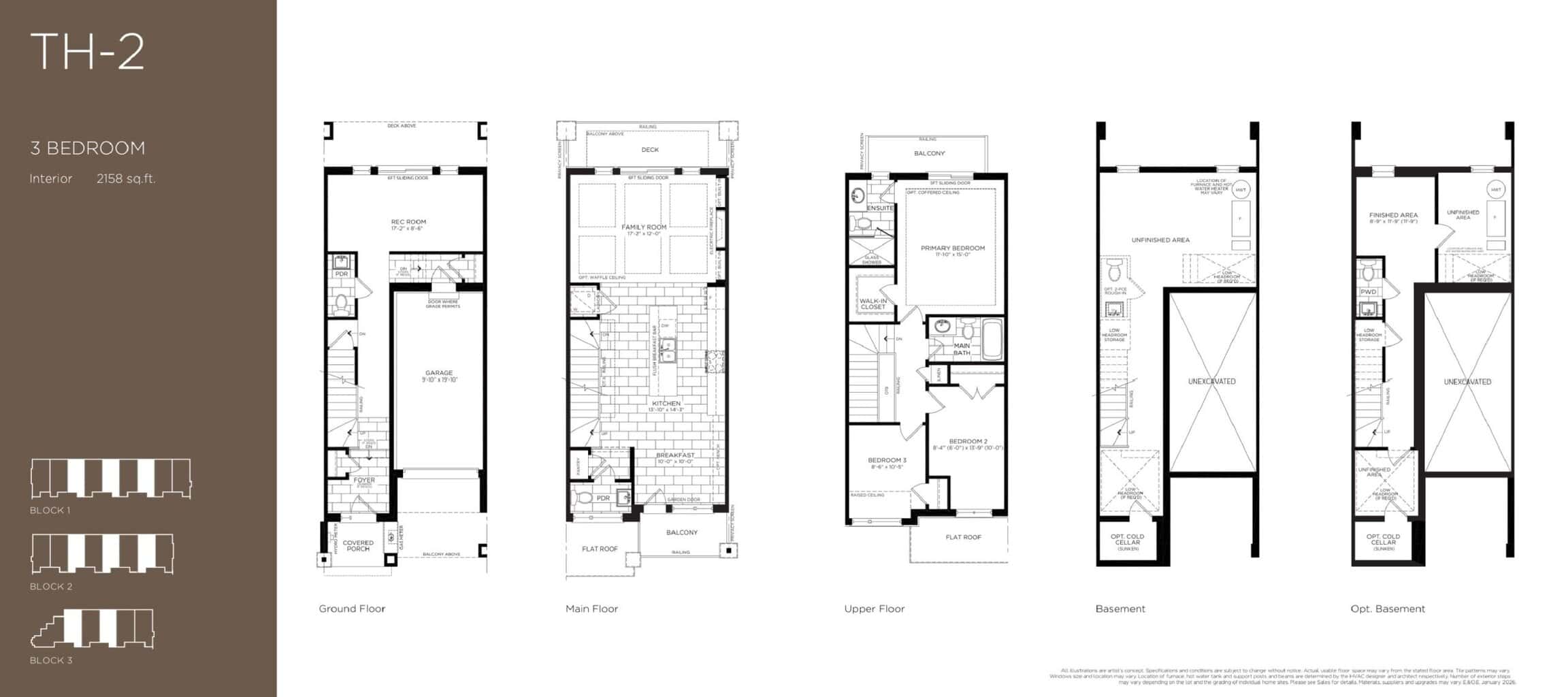 TH-2 Floor Plan at Fifth Avenue Homes - King City - 2158 sq.ft