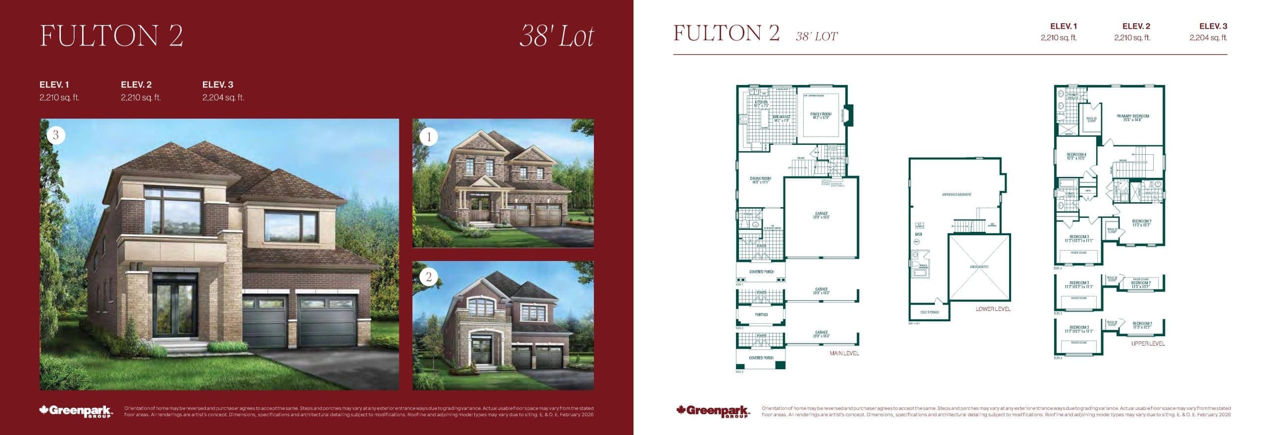 Fulton 2 Floor Plan at Novella by Greenpark Group - 2210 sq.ft