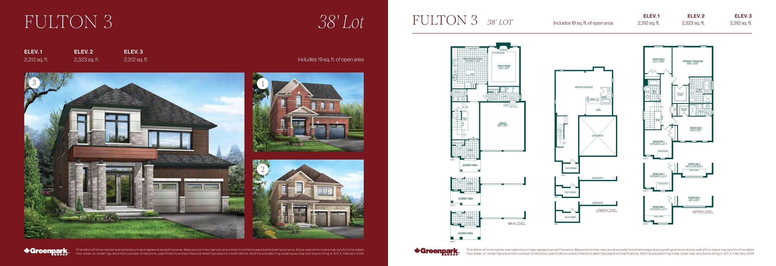 Fulton 3 Floor Plan at Novella by Greenpark Group - 2312 sq.ft