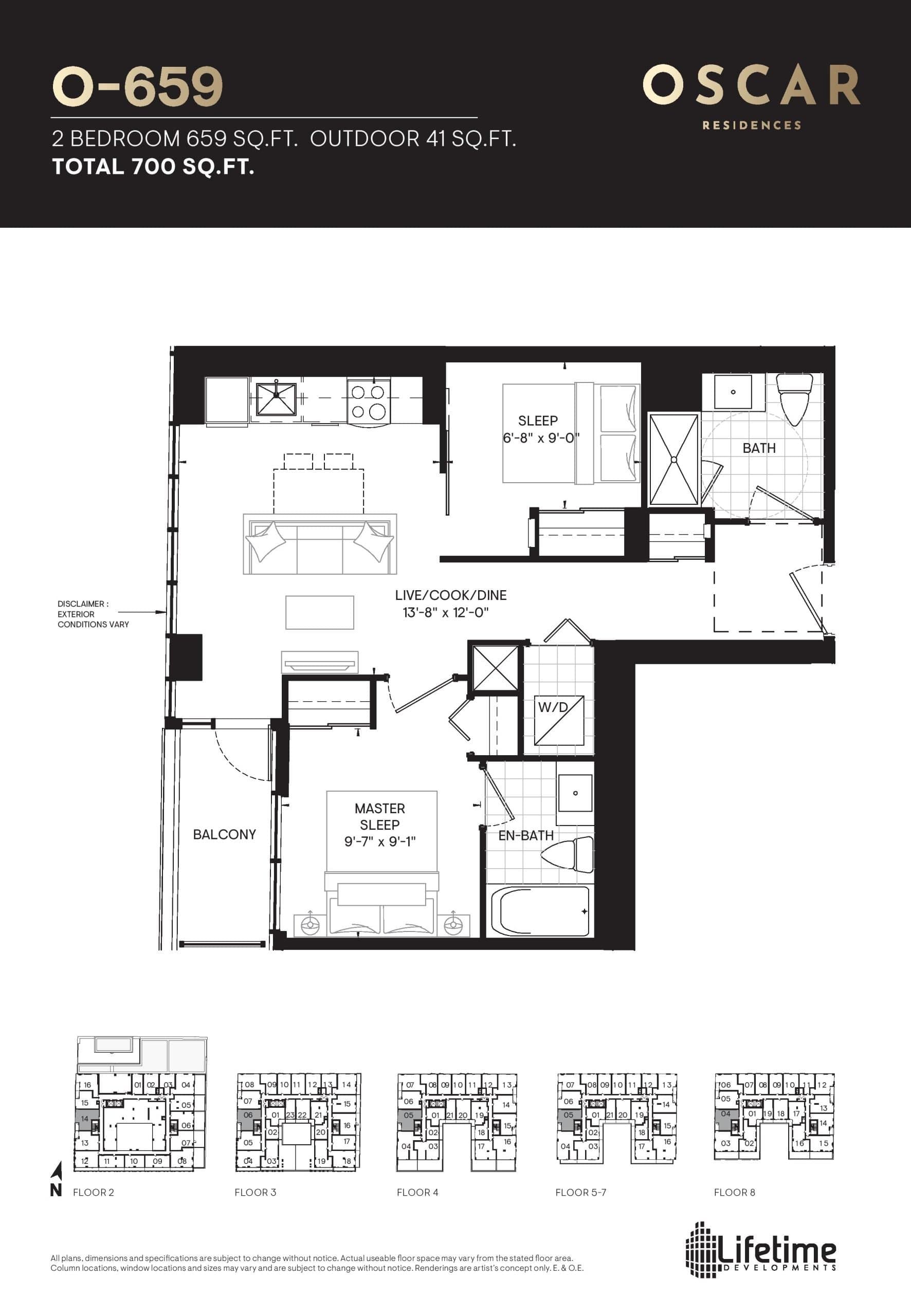 O-659 Floor Plan at Oscar Residences - 659 sq.ft