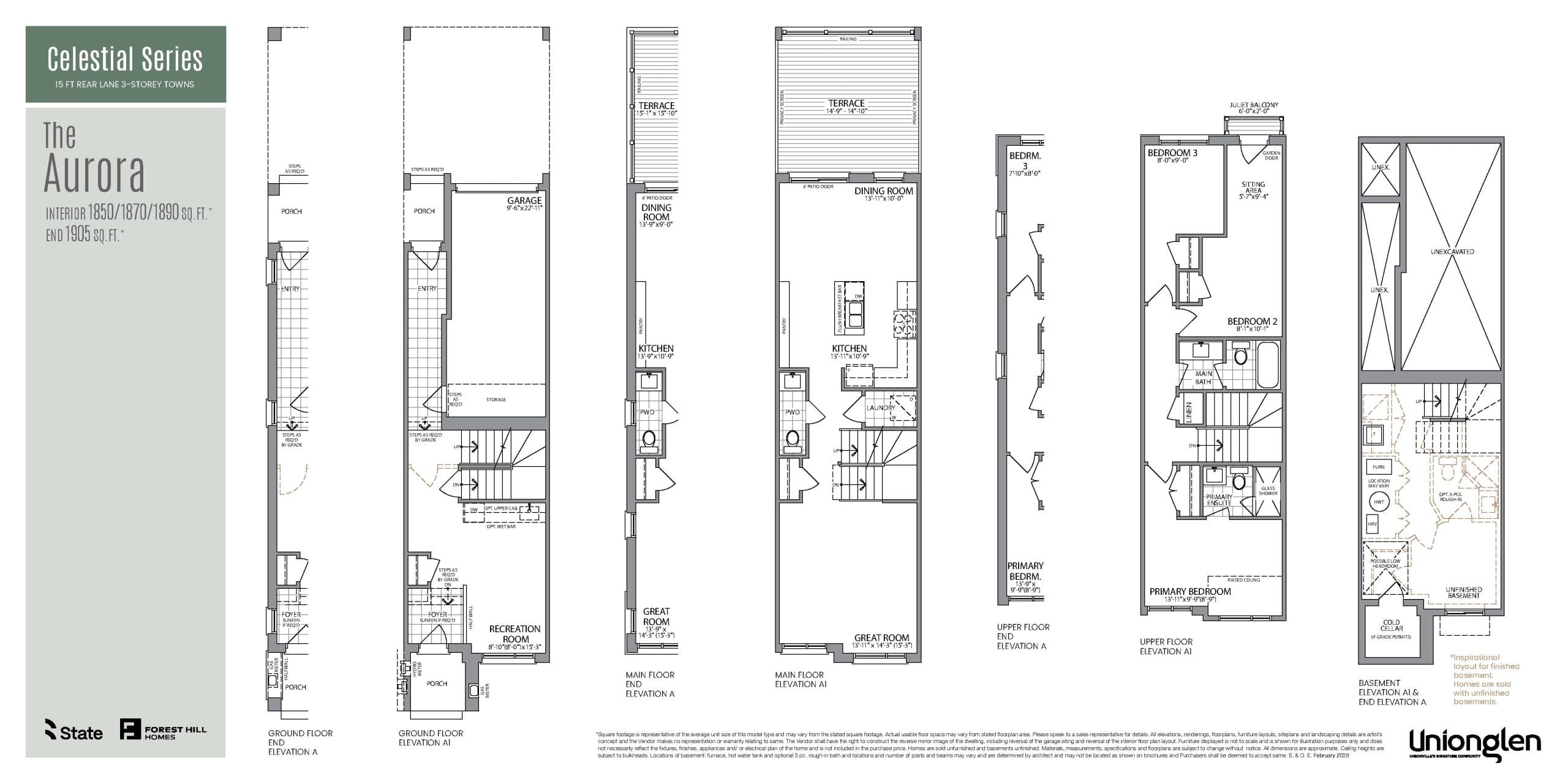 The Aurora Floor Plan at Unionglen by Forest Hill Homes - 1850 sq.ft
