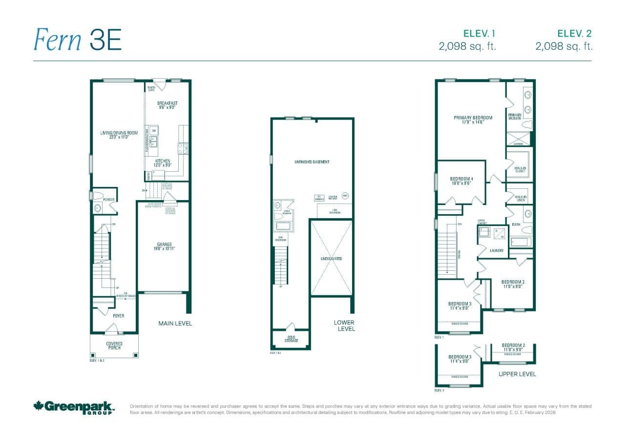 Fern 3E Floor Plan at Unionglen by Greenpark Group - 2098 sq.ft