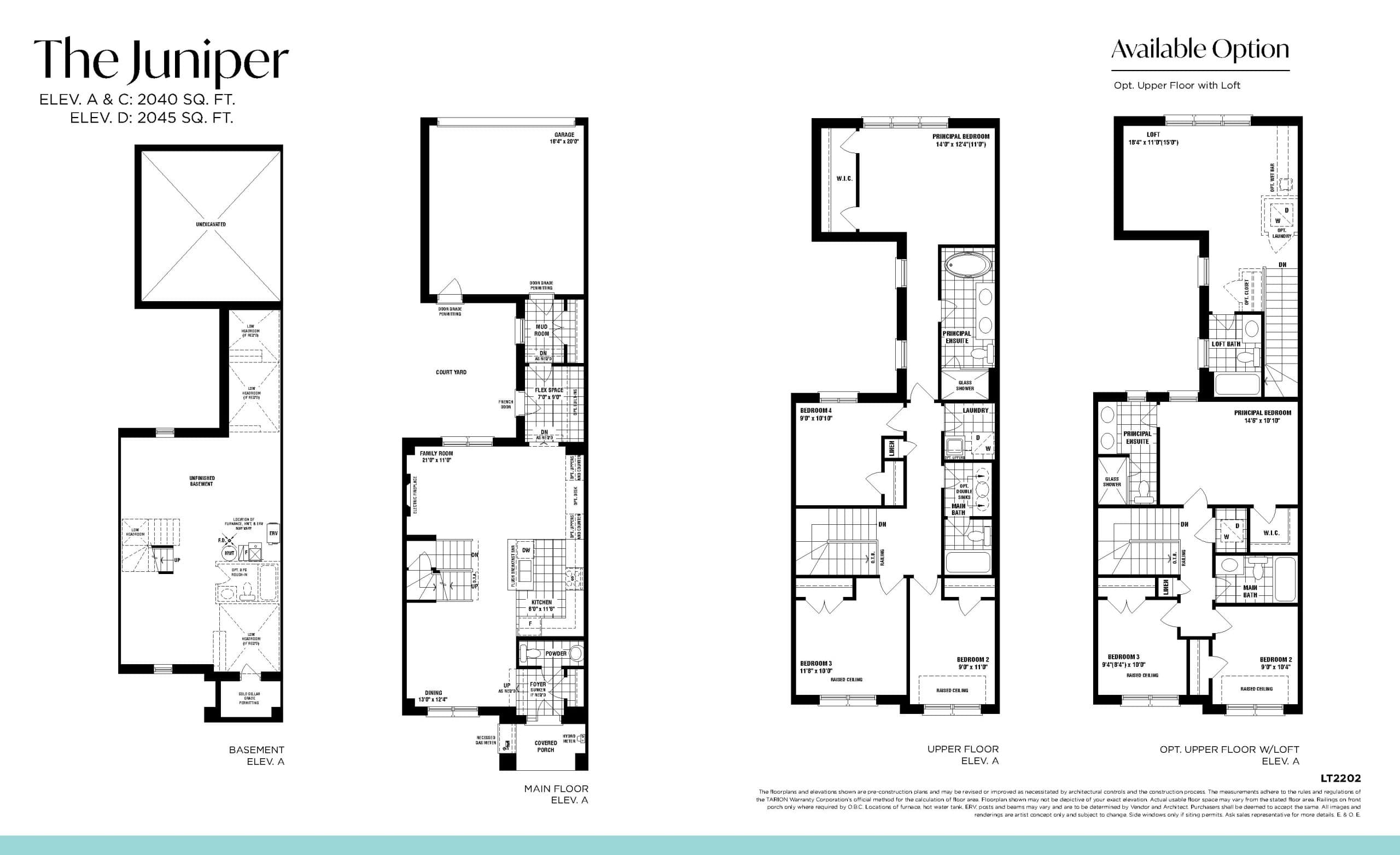 The Juniper (Courtyard Towns) Floor Plan at Unionglen by OPUS Homes - 2040 sq.ft