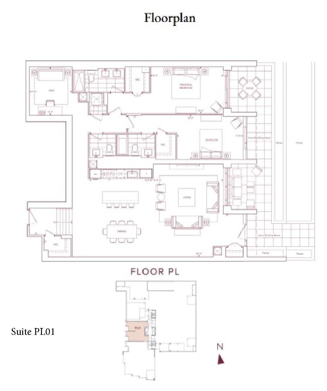 Suite PL01 Floor Plan at Auberge On The Park Condos - 1950 sq.ft
