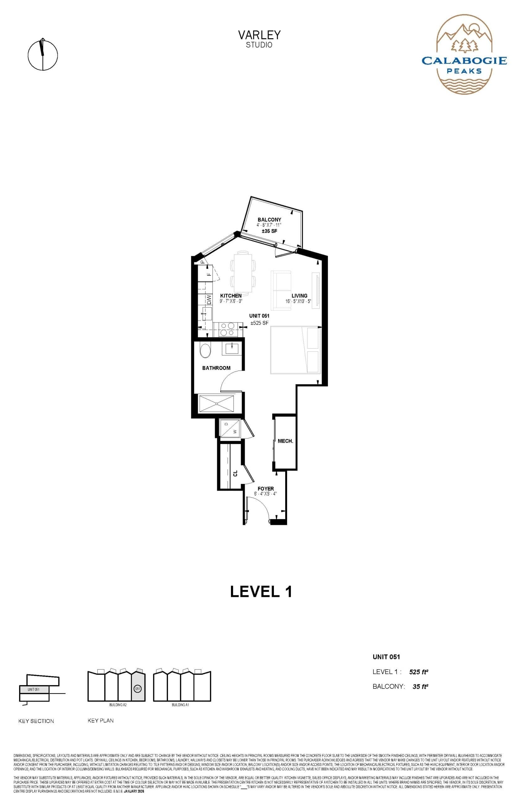 Varley - Unit 051 Floor Plan at Calabogie Peaks Condos - 525 sq.ft
