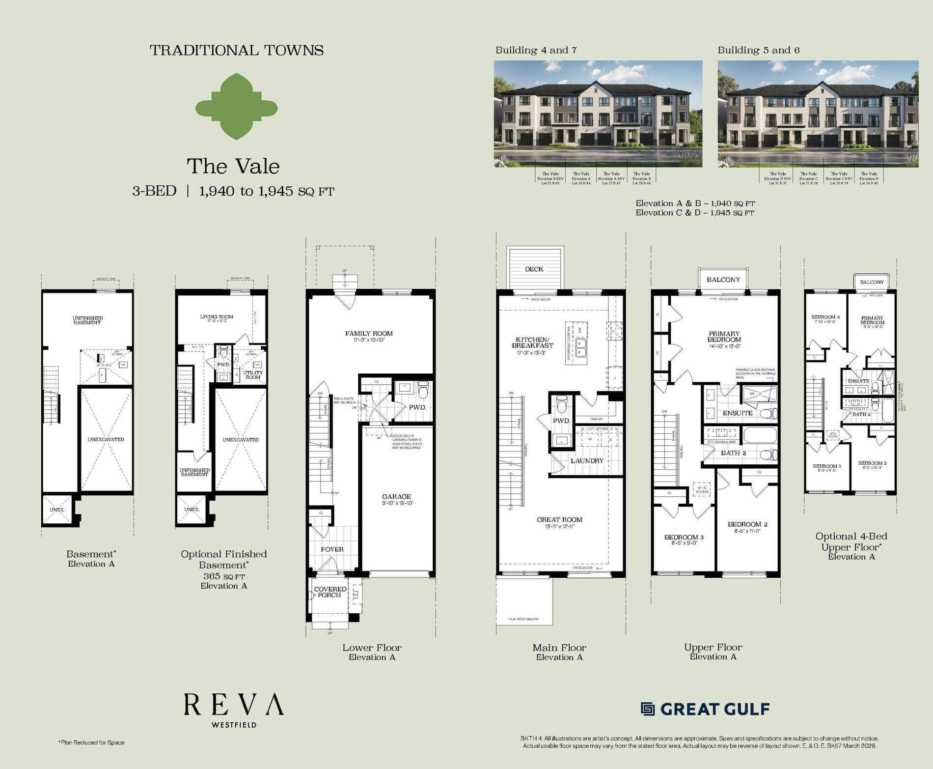 The Vale Floor Plan at Reva Westfield Towns - 1940 sq.ft