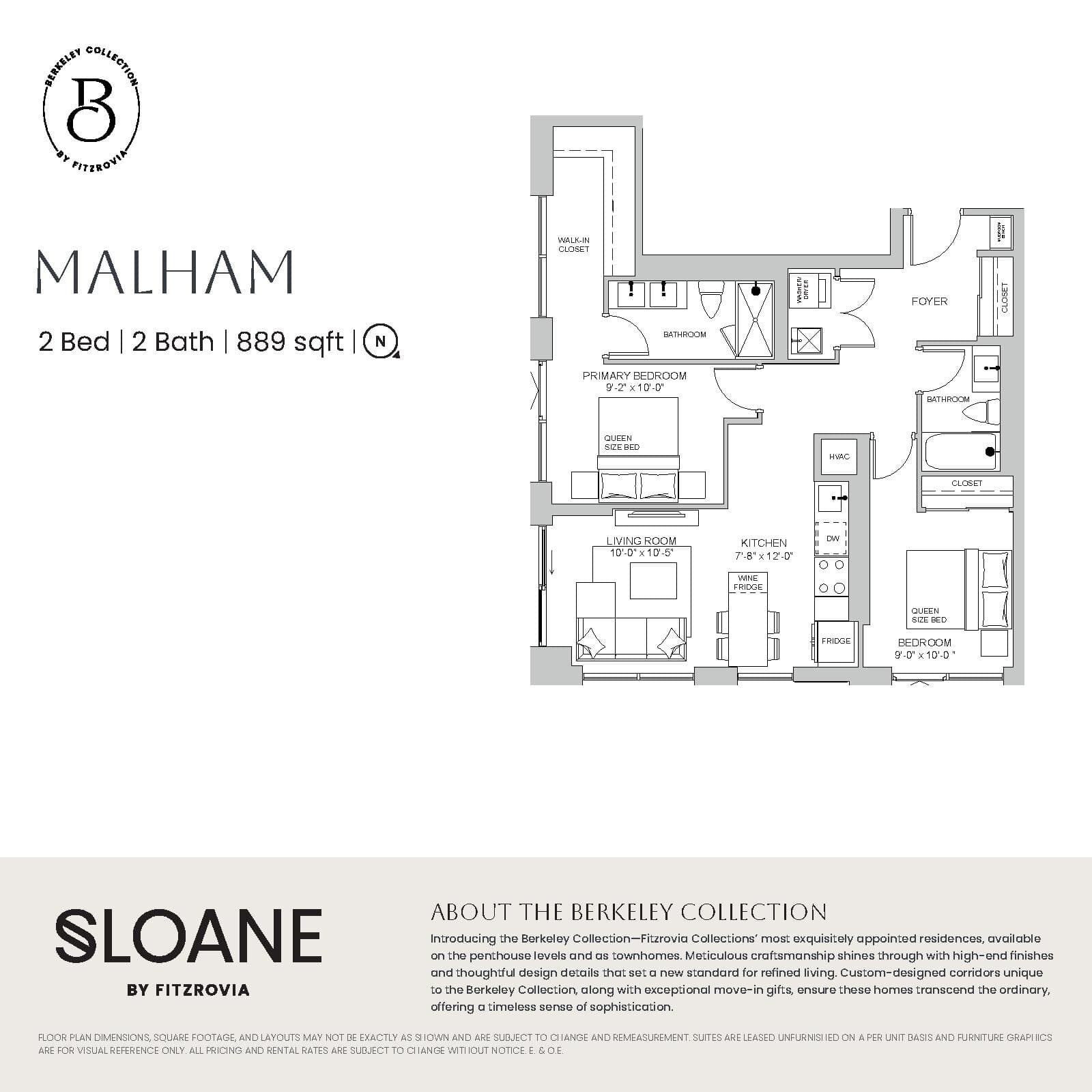Malham (West Tower) Floor Plan at Sloane by Fitzrovia - 889 sq.ft