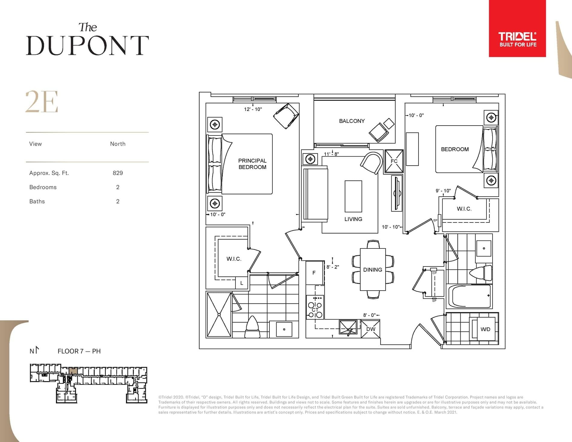 2E Floor Plan at The Dupont Condos - 829 sq.ft