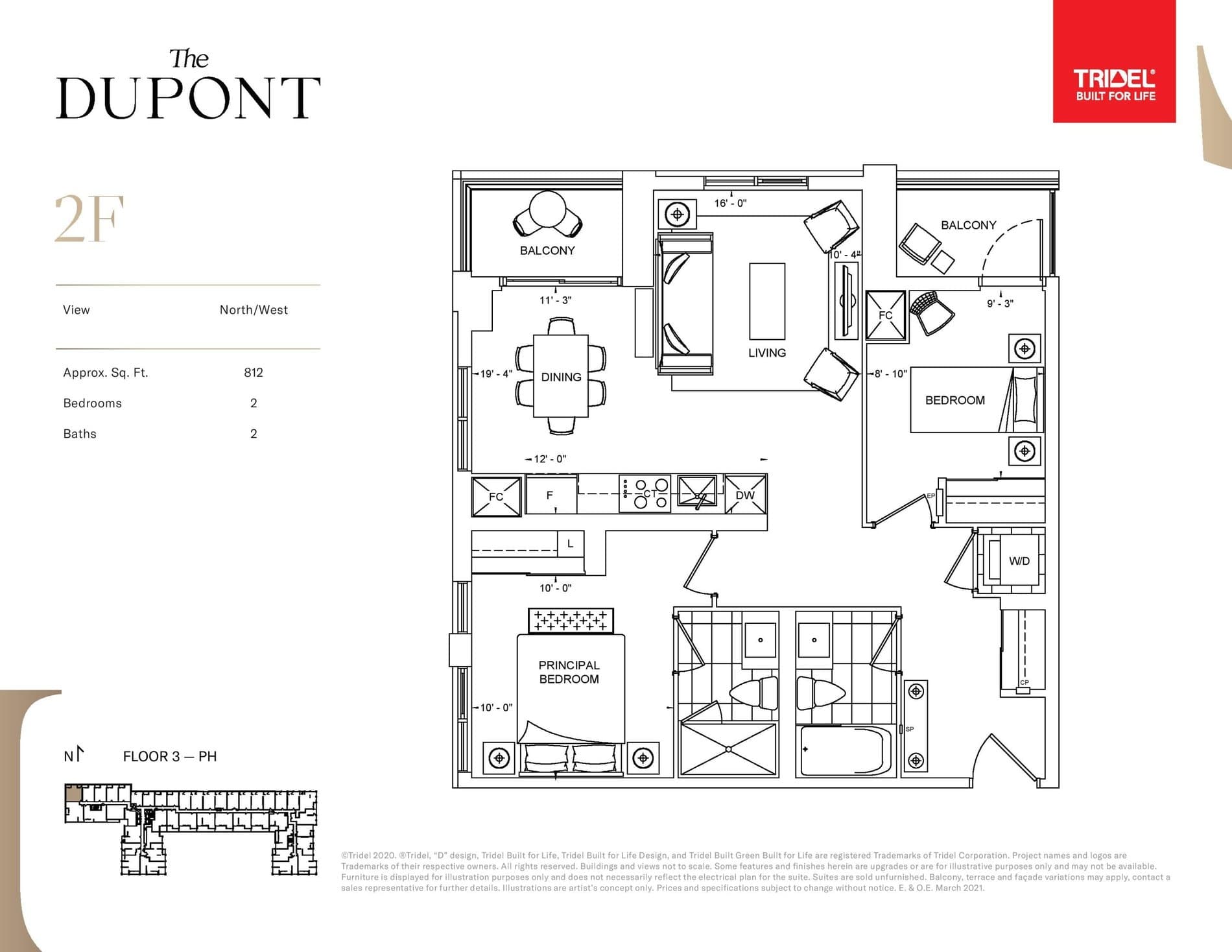 2F Floor Plan at The Dupont Condos - 812 sq.ft