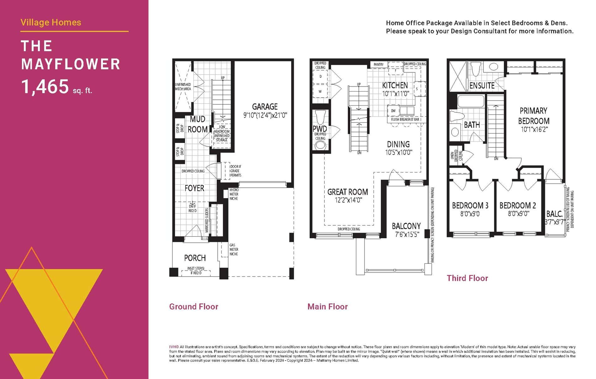 The Mayflower Floor Plan at Vicinity Homes Phase 2 by Mattamy - 1465 sq.ft