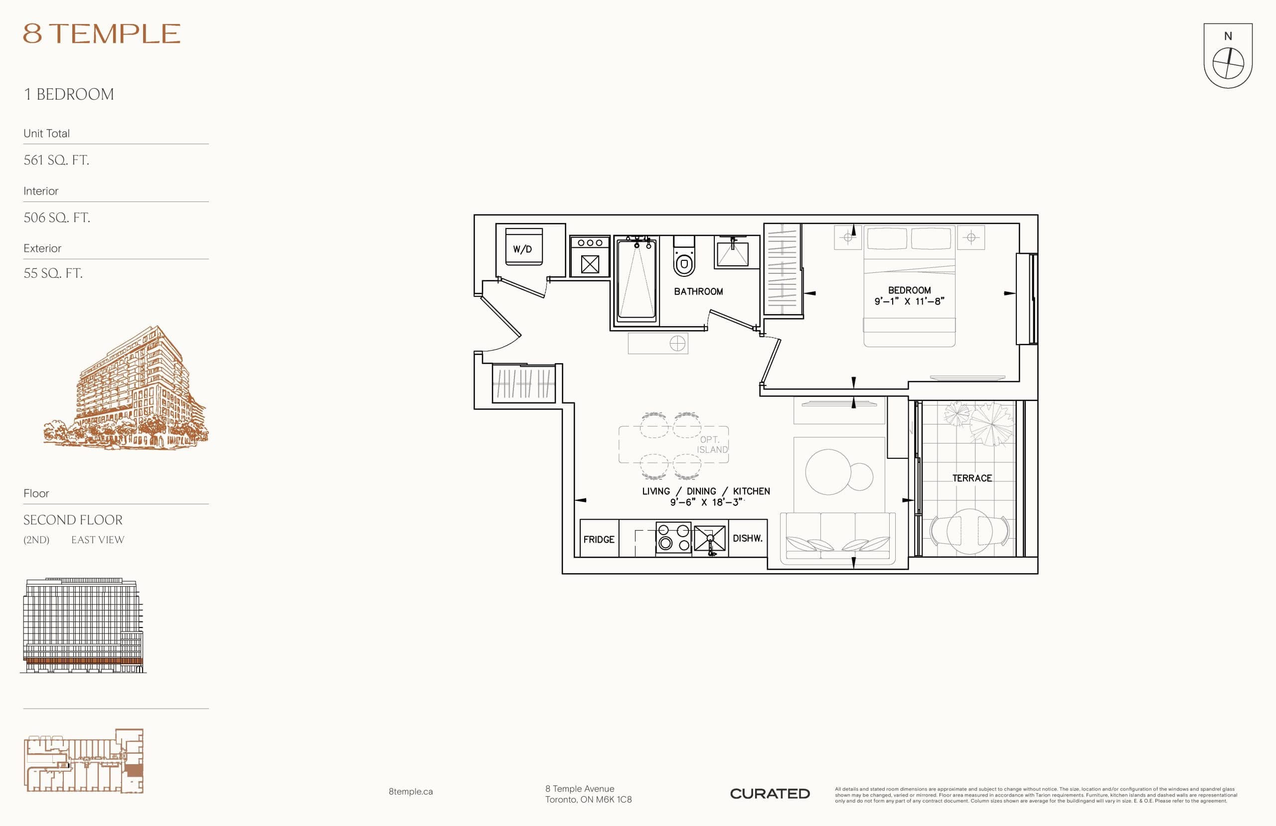 506 Floor Plan at 8 Temple Condos - 506 sq.ft