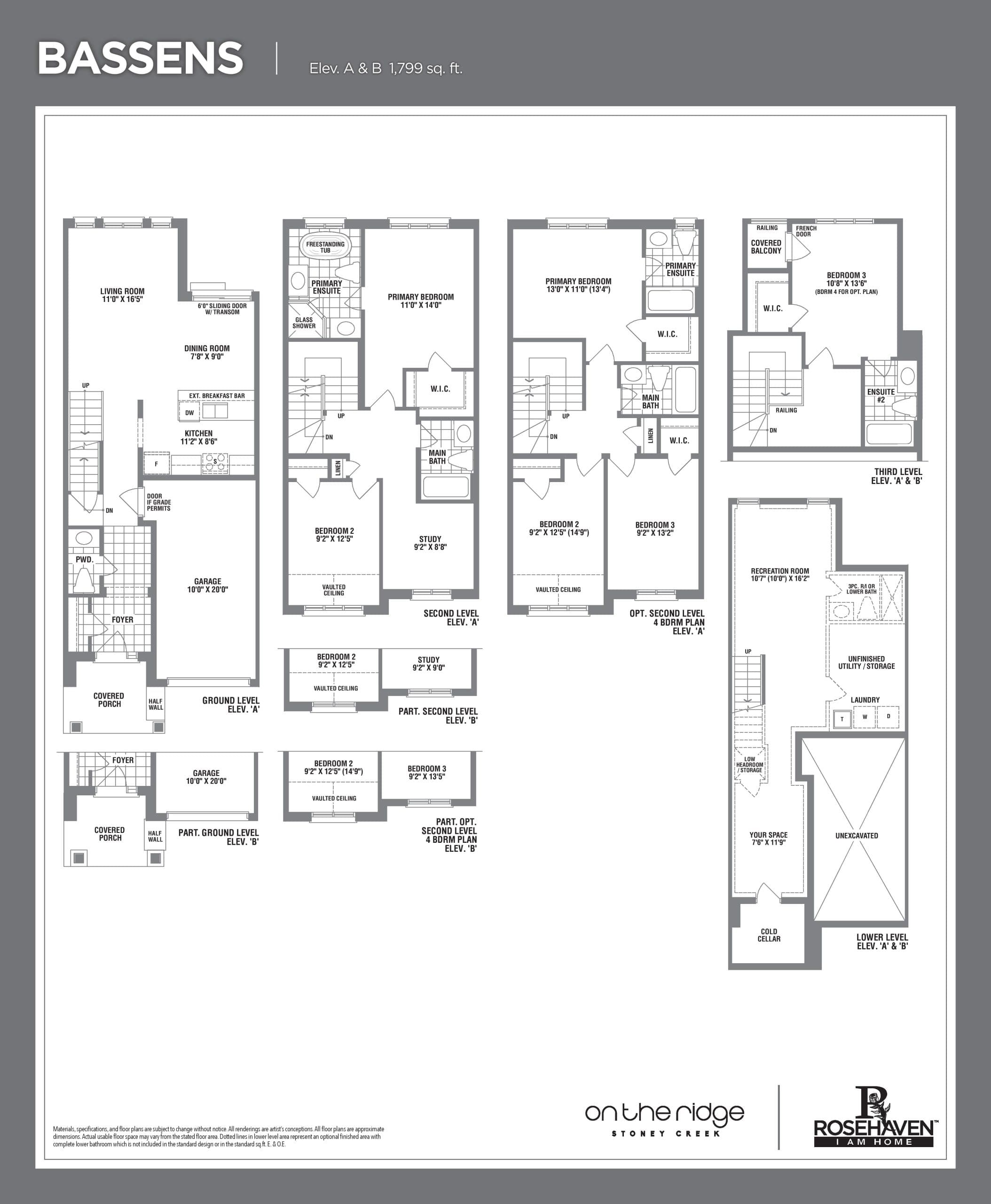 Bassens Floor Plan at On the Ridge - Phase 3 - 1799 sq.ft