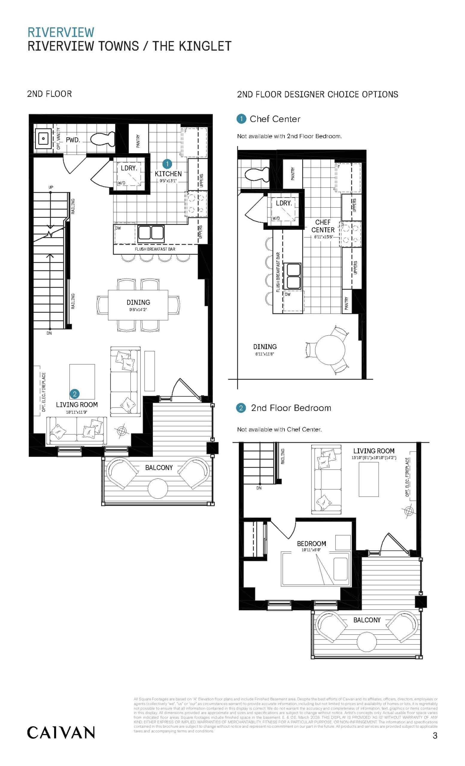 The Kinglet (Riverview Towns) Floor Plan at Riverview South Oakville by Caivan Communities - 1433 sq.ft