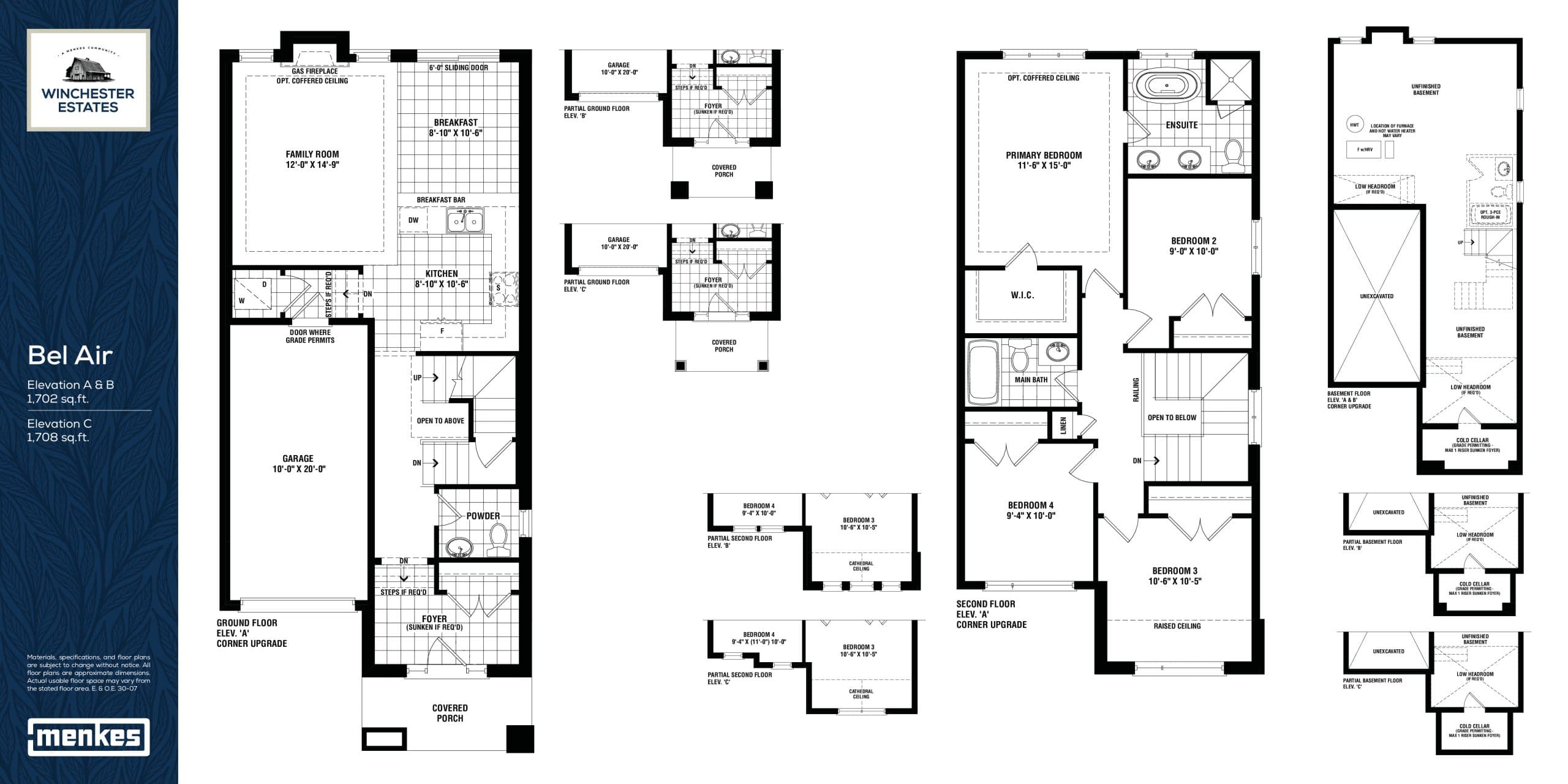Bel Air Floor Plan at Winchester Estates by Menkes Developments Ltd. - 1708 sq.ft