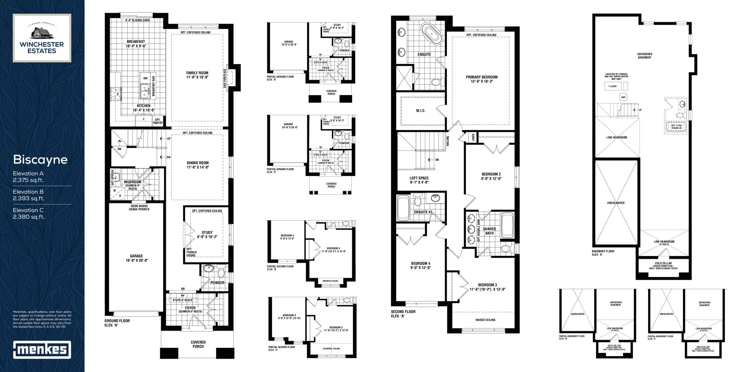 Biscayne Floor Plan at Winchester Estates by Menkes Developments Ltd. - 2393 sq.ft